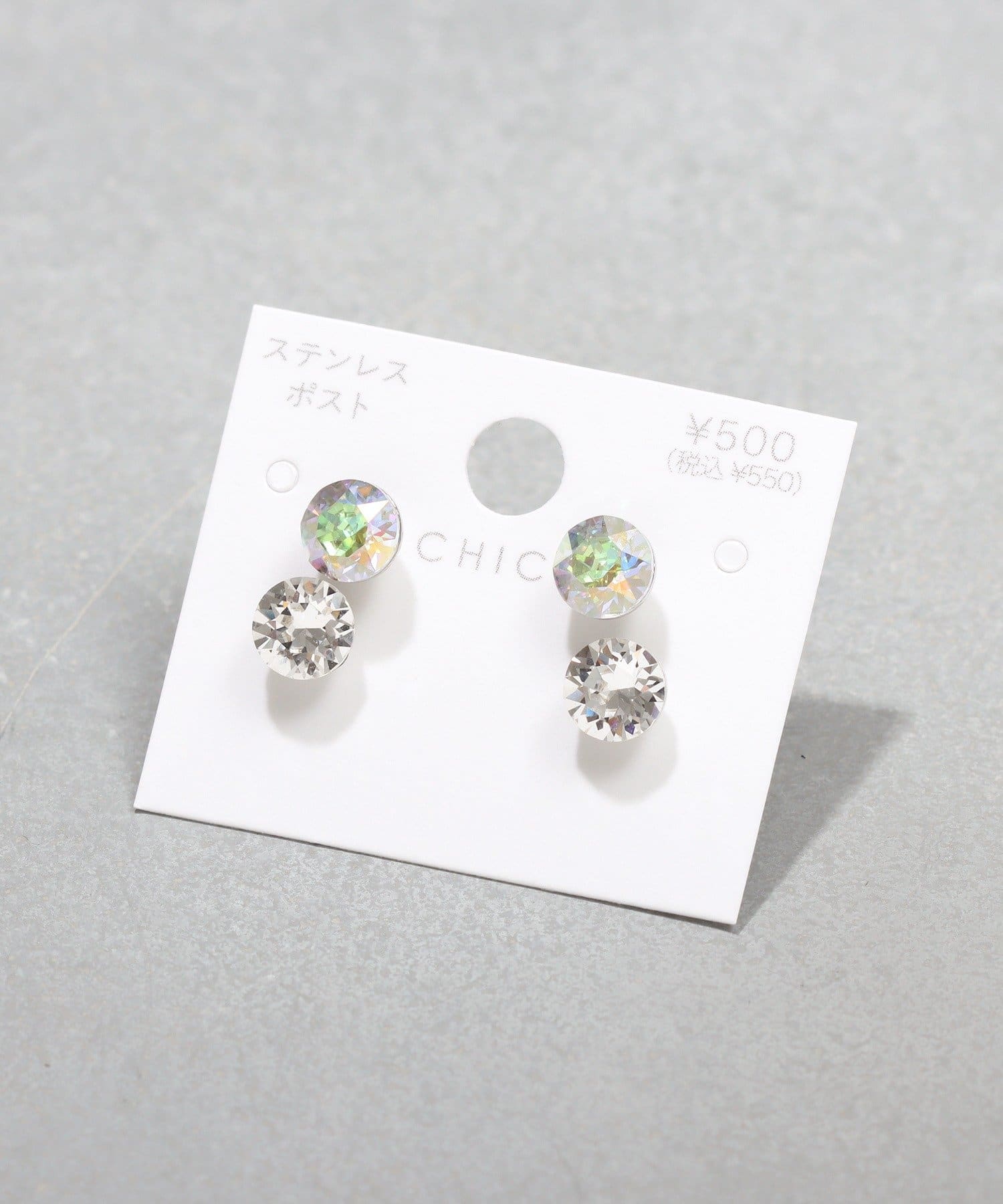 3COINS(スリーコインズ) カラーガラスピアス4個セット