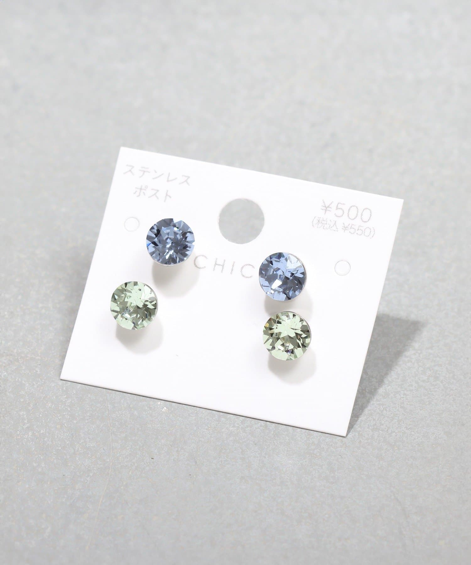 3COINS(スリーコインズ) カラーガラスピアス4個セット