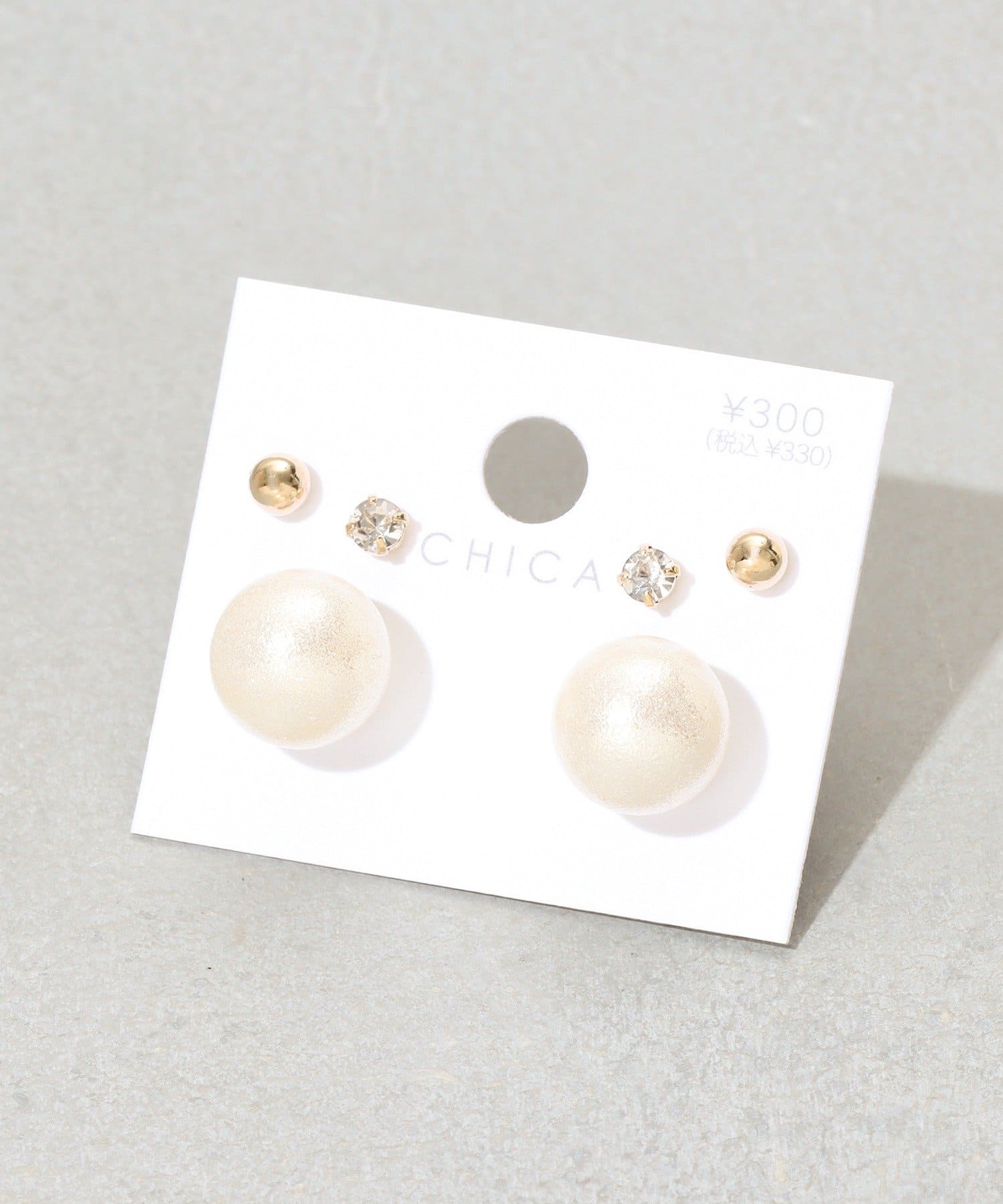 3COINS(スリーコインズ) メタルパールピアス6個セット