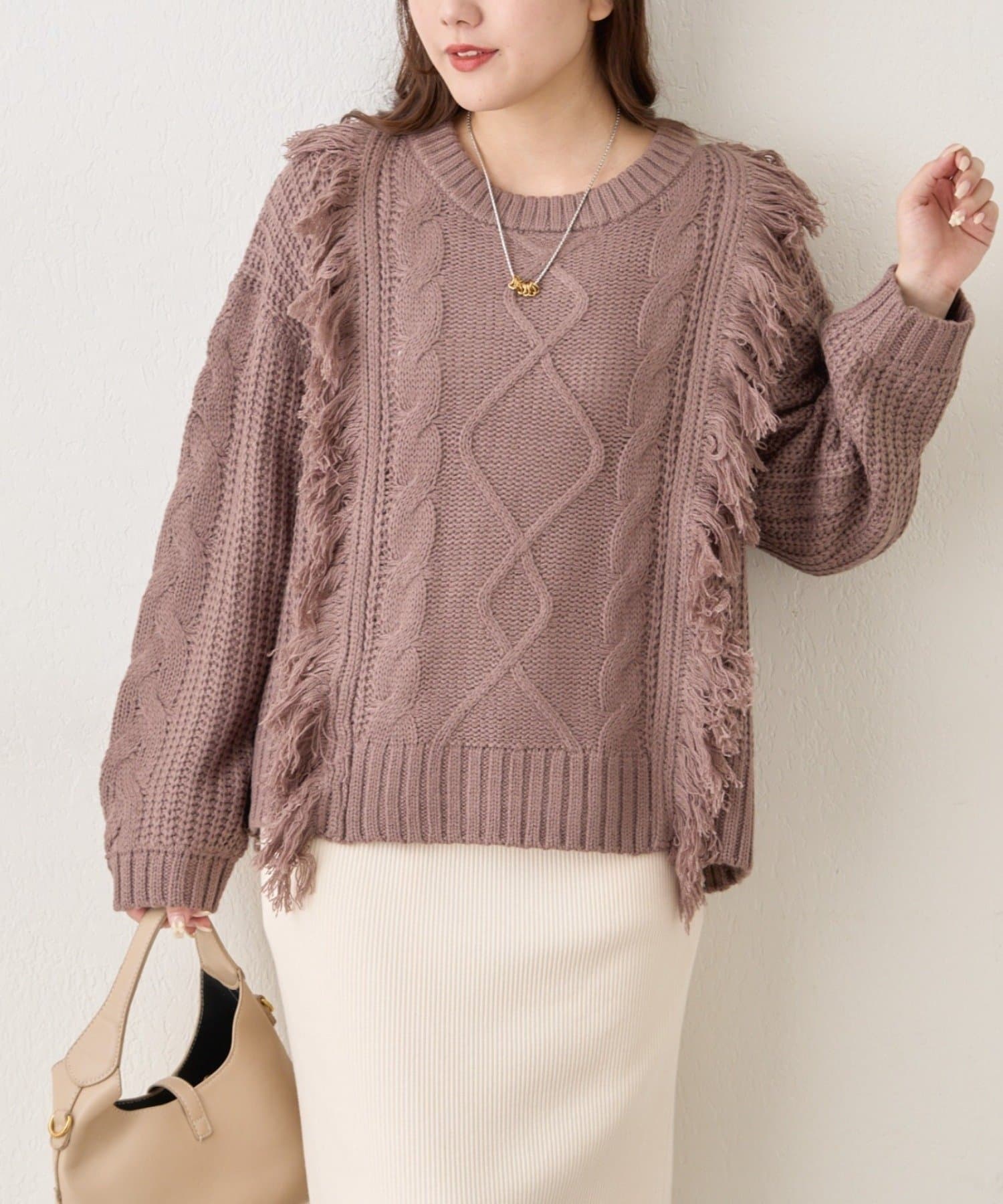 NICE CLAUP / OLIVE des OLIVE OUTLET(ナイスクラップ  / オリーブ デ オリーブ アウトレット) 【RMAF】フリンジクループルオーバー