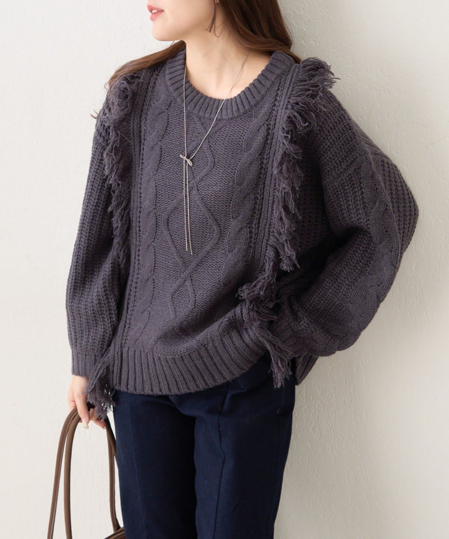 Remind me and forever(リマインドミーアンドフォーエバー) 【NAO】フリンジケーブルニットプルオーバー