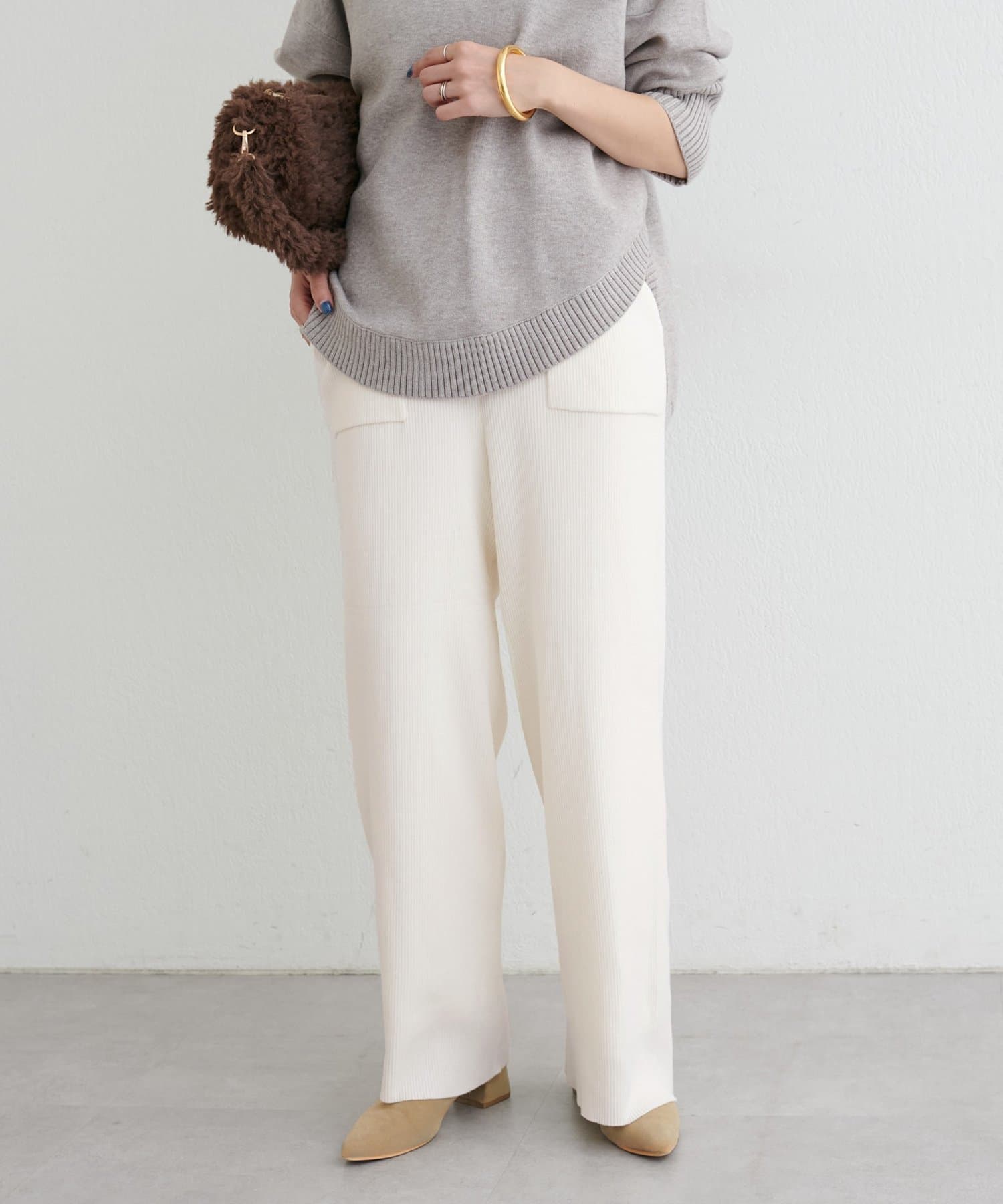 LARUTA(ラルータ) ウール混リブニットパンツ