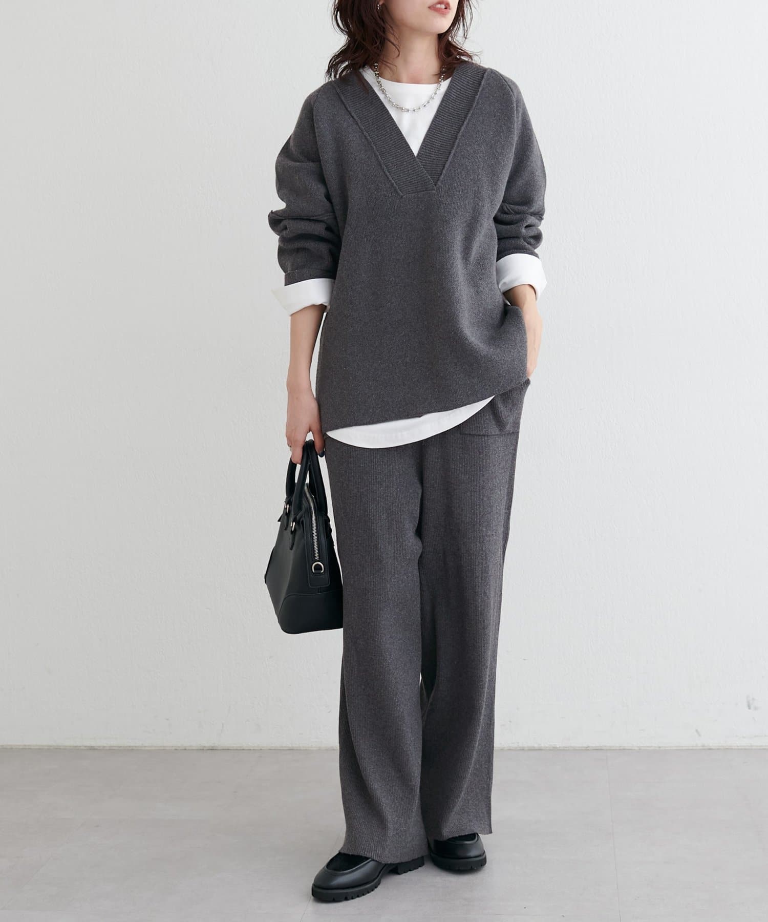 LARUTA(ラルータ) ウール混リブニットパンツ