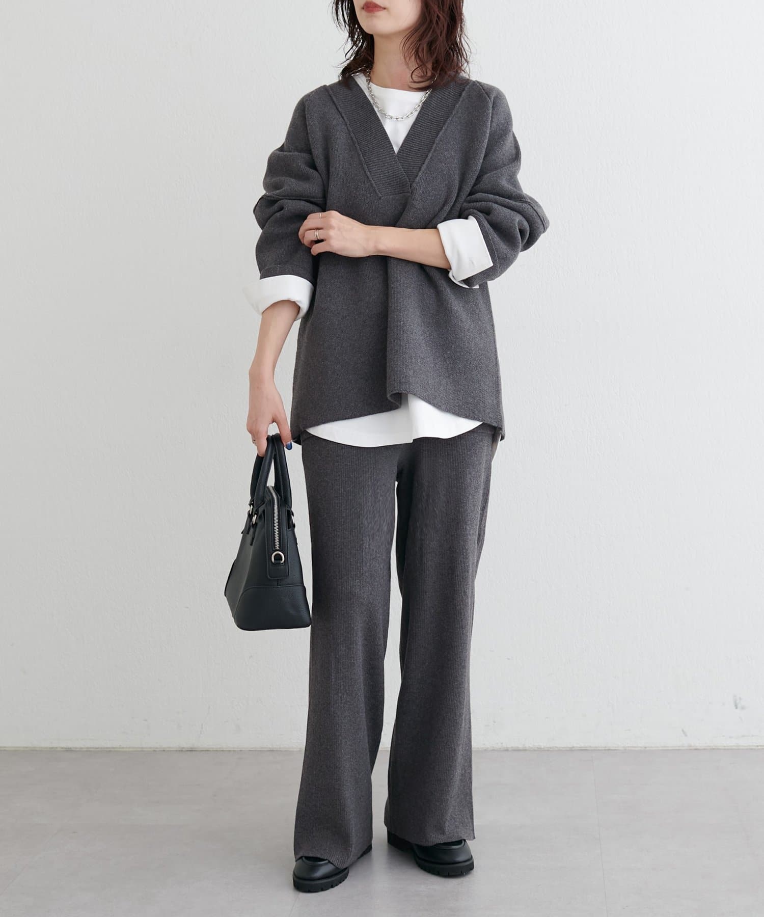 LARUTA(ラルータ) ウール混リブニットパンツ