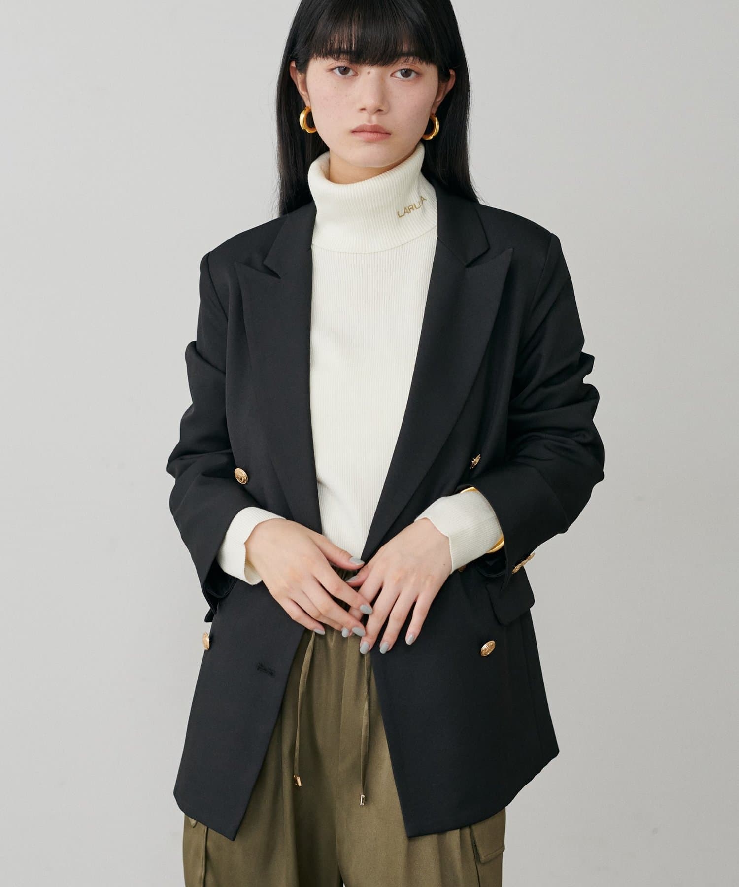 LARUTA(ラルータ) LARUTAロゴ刺繍入りリブタートル