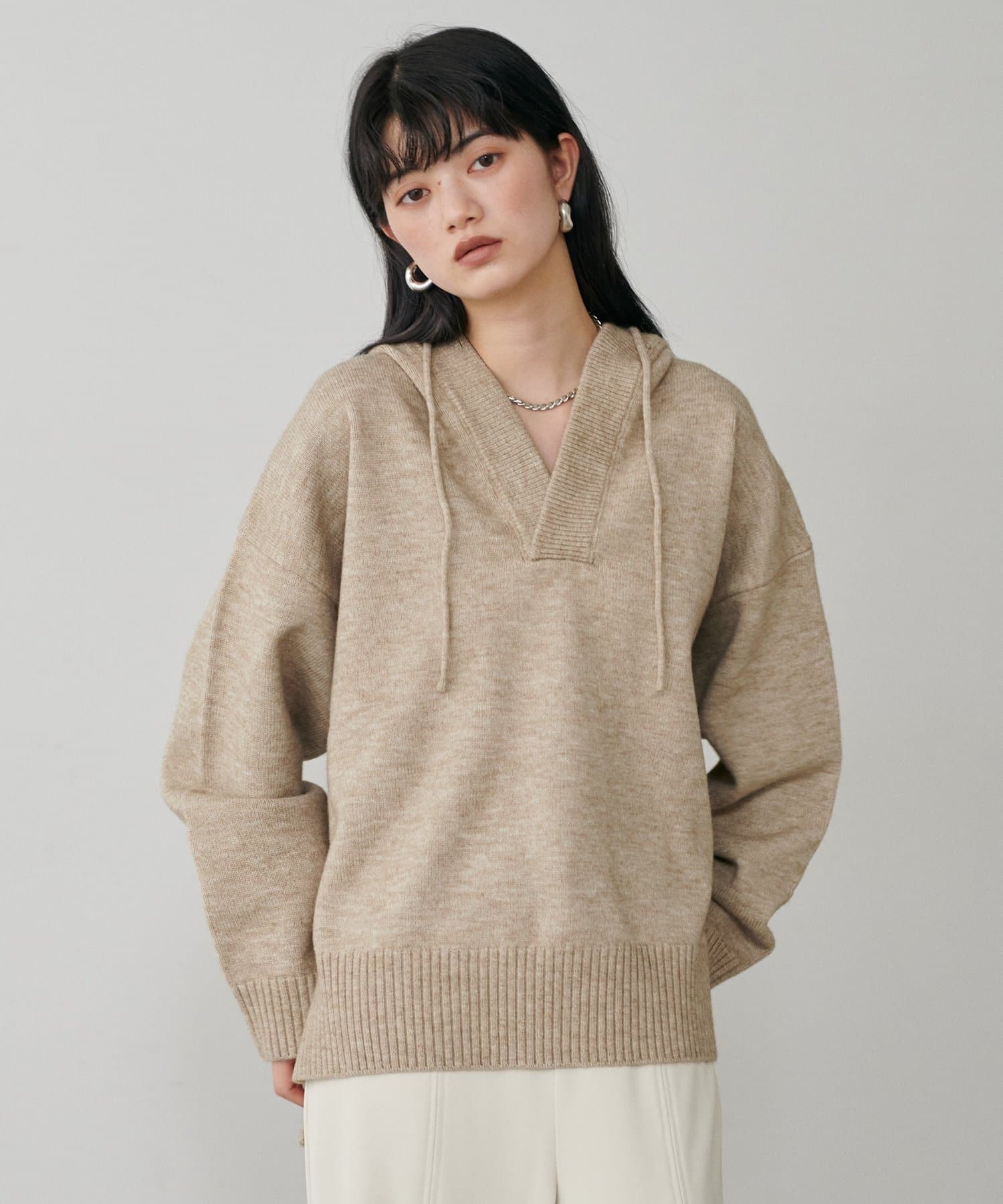 LARUTA(ラルータ) フードスキッパーニットプルオーバー