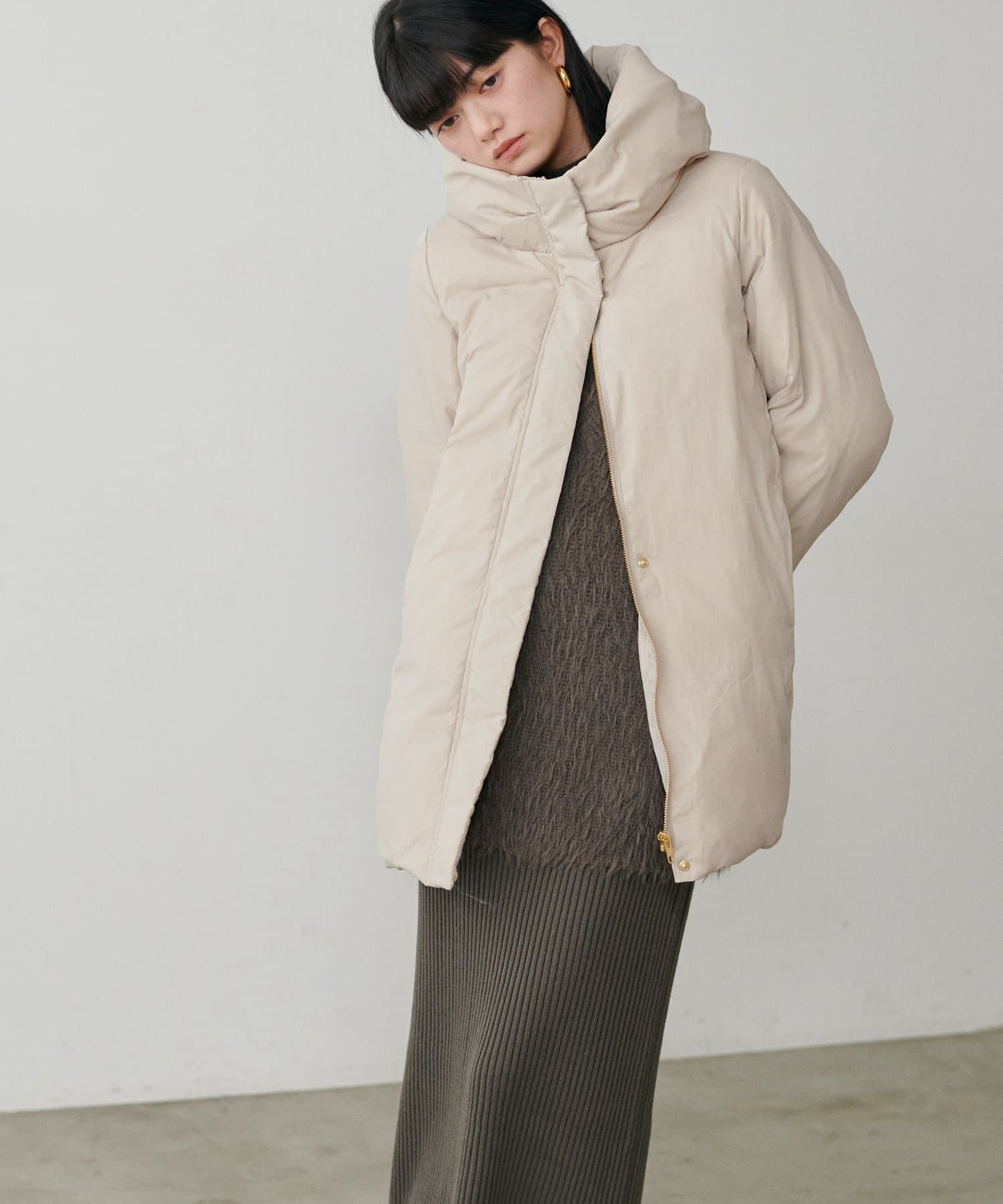 LARUTA(ラルータ) ナイロンダウンフェザーミドルコート