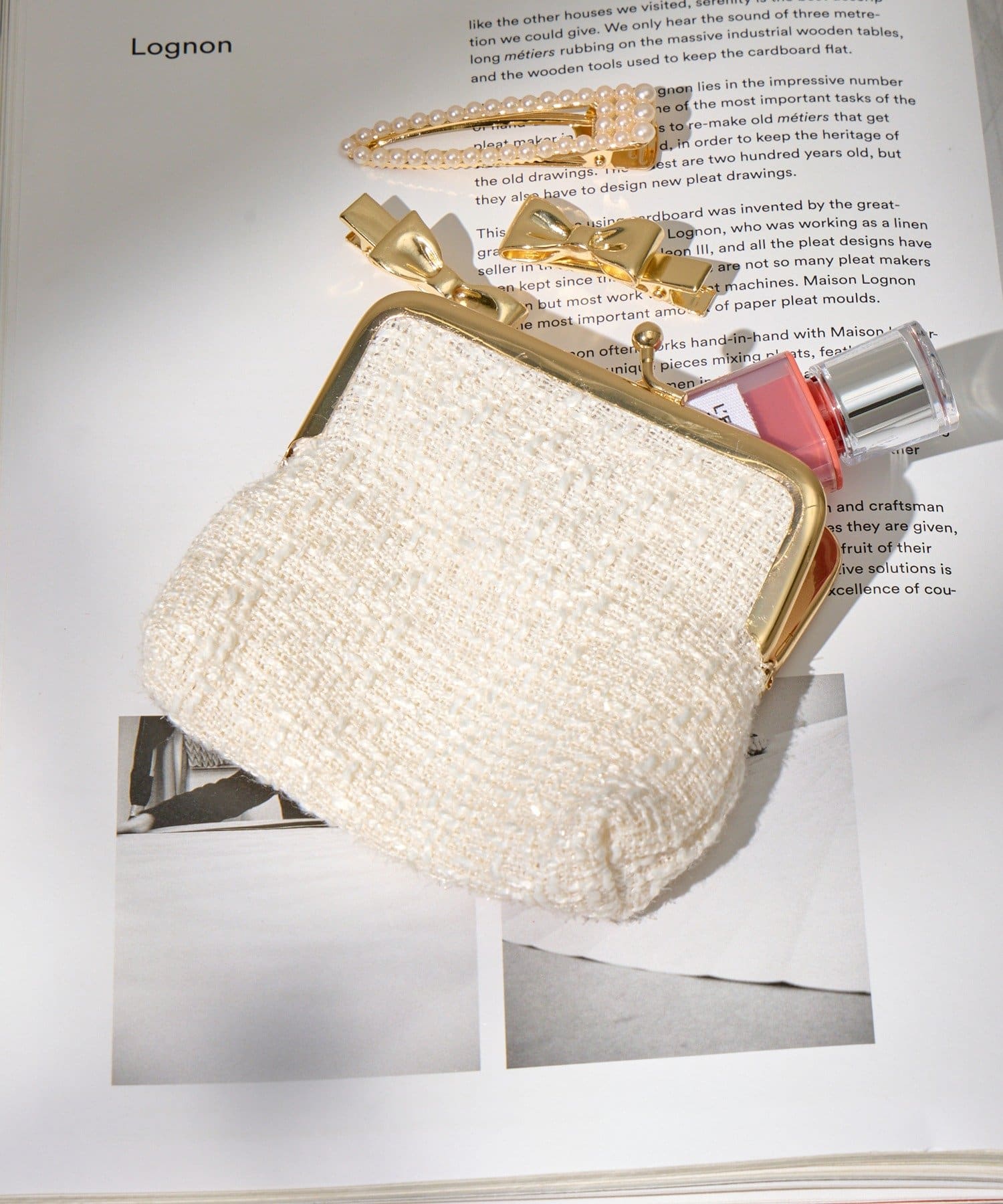 Lattice(ラティス) ツイードがま口ポーチ