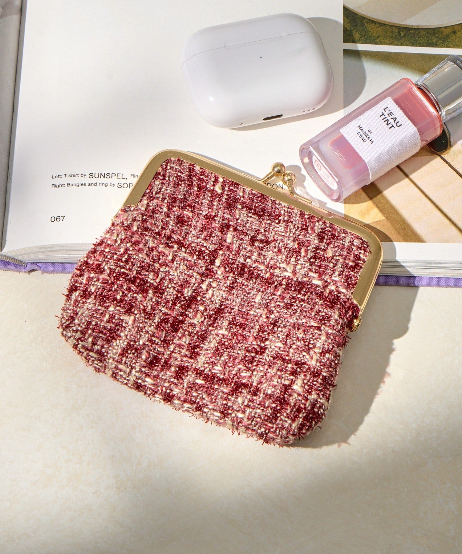 Lattice(ラティス) ツイードがま口ポーチ