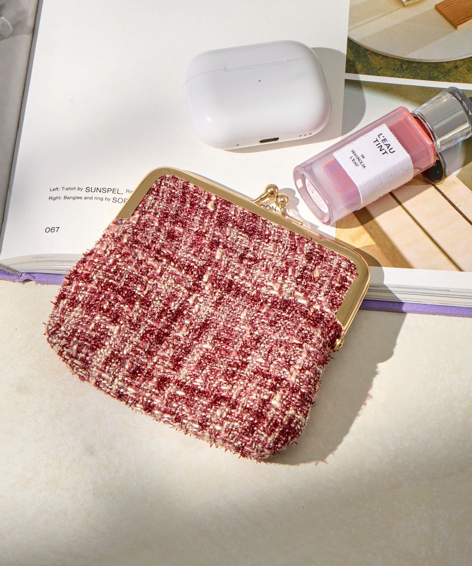 Lattice(ラティス) ツイードがま口ポーチ