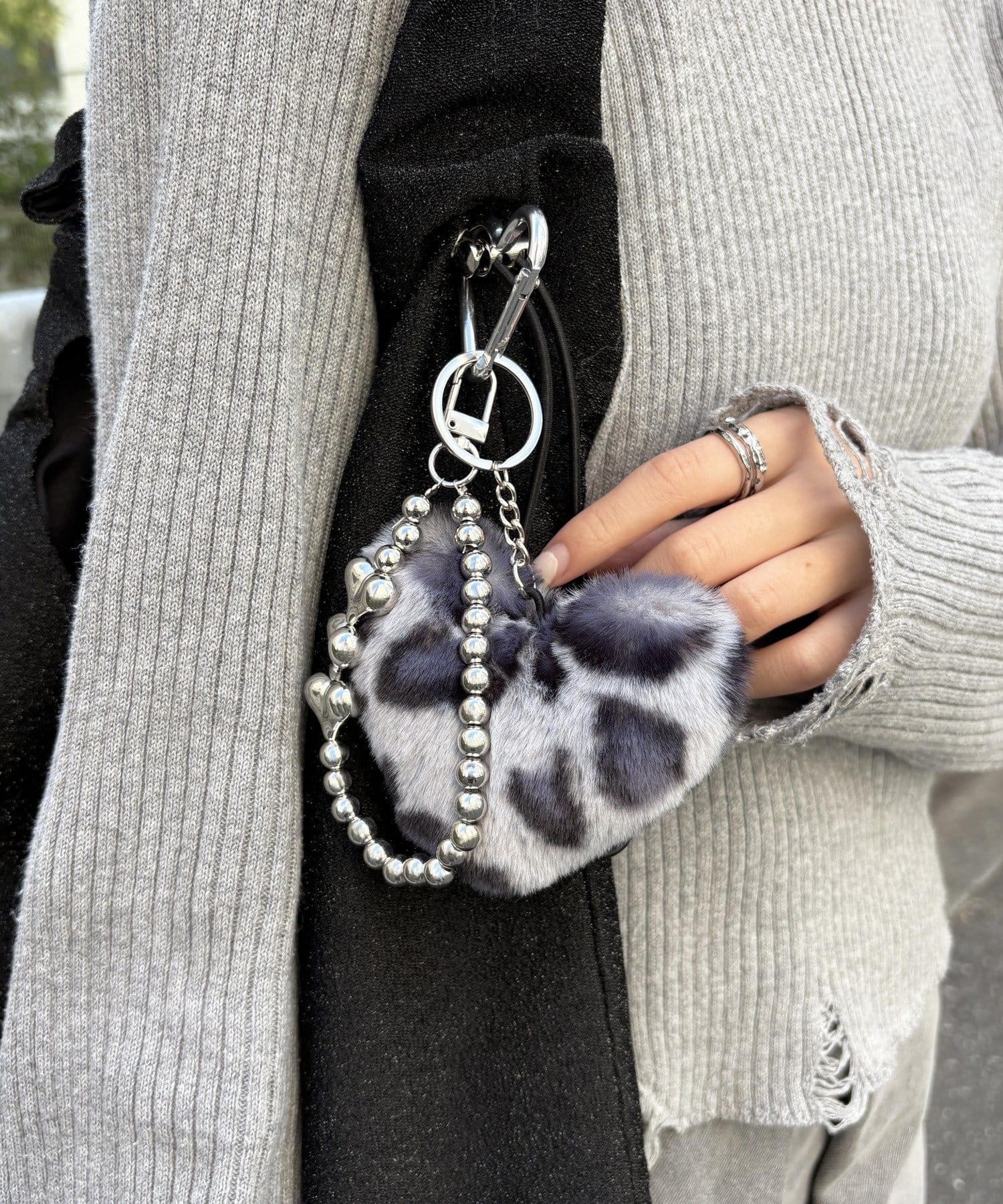 Lattice(ラティス) レオパードエコファーハートチャーム