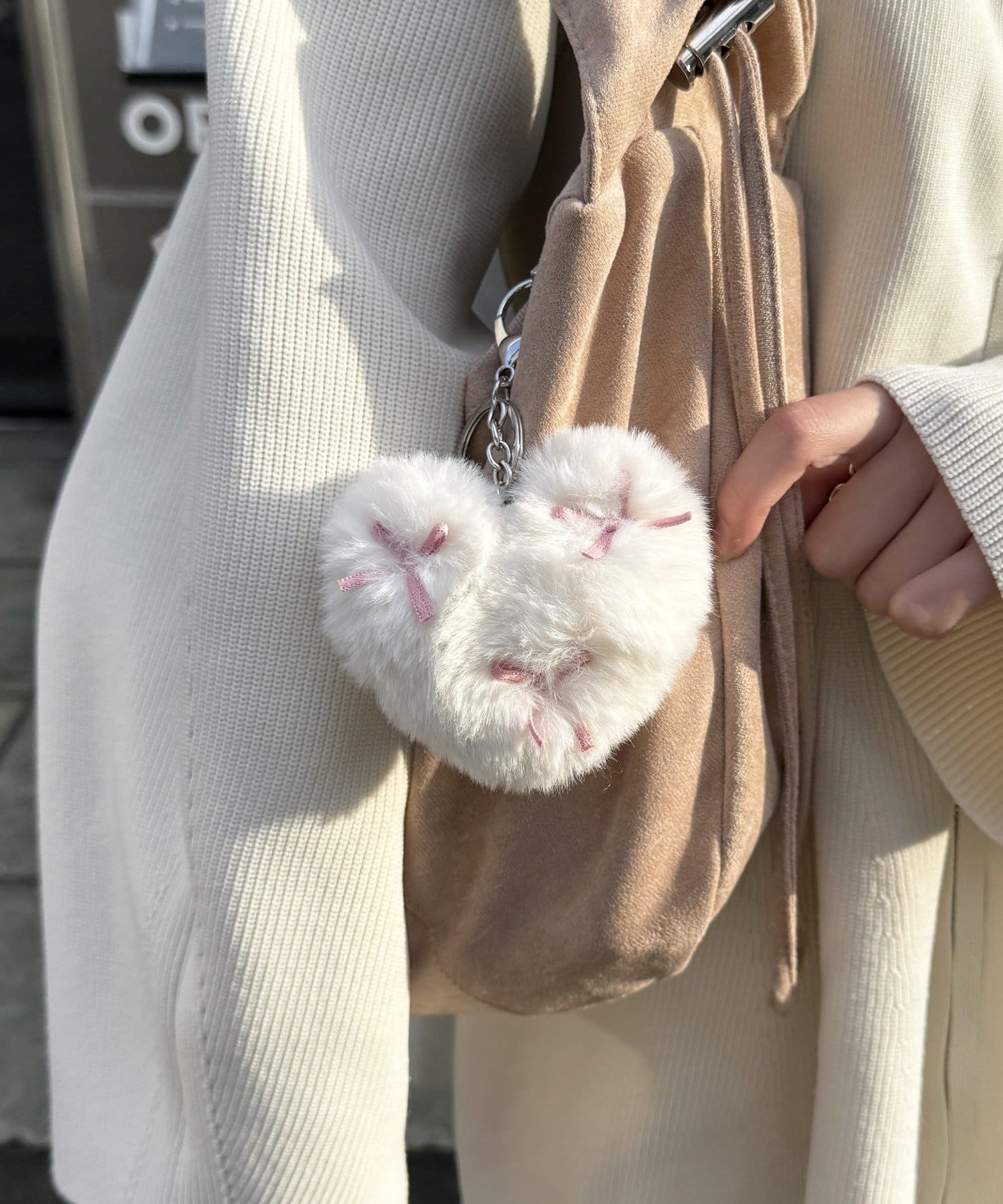 Lattice(ラティス) リボンエコファーハートチャーム