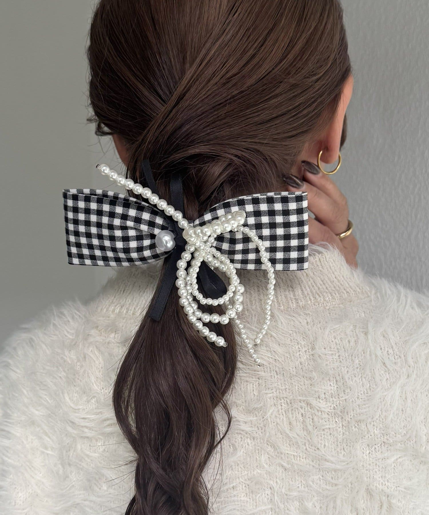 Lattice(ラティス) ギンガムチェックリボンバレッタ