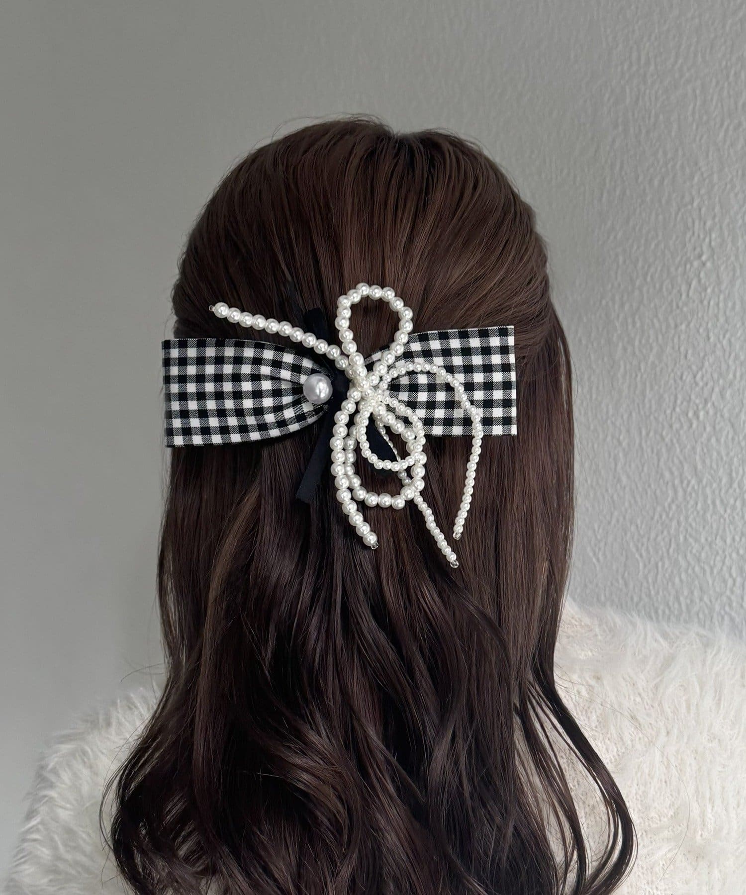 Lattice(ラティス) ギンガムチェックリボンバレッタ