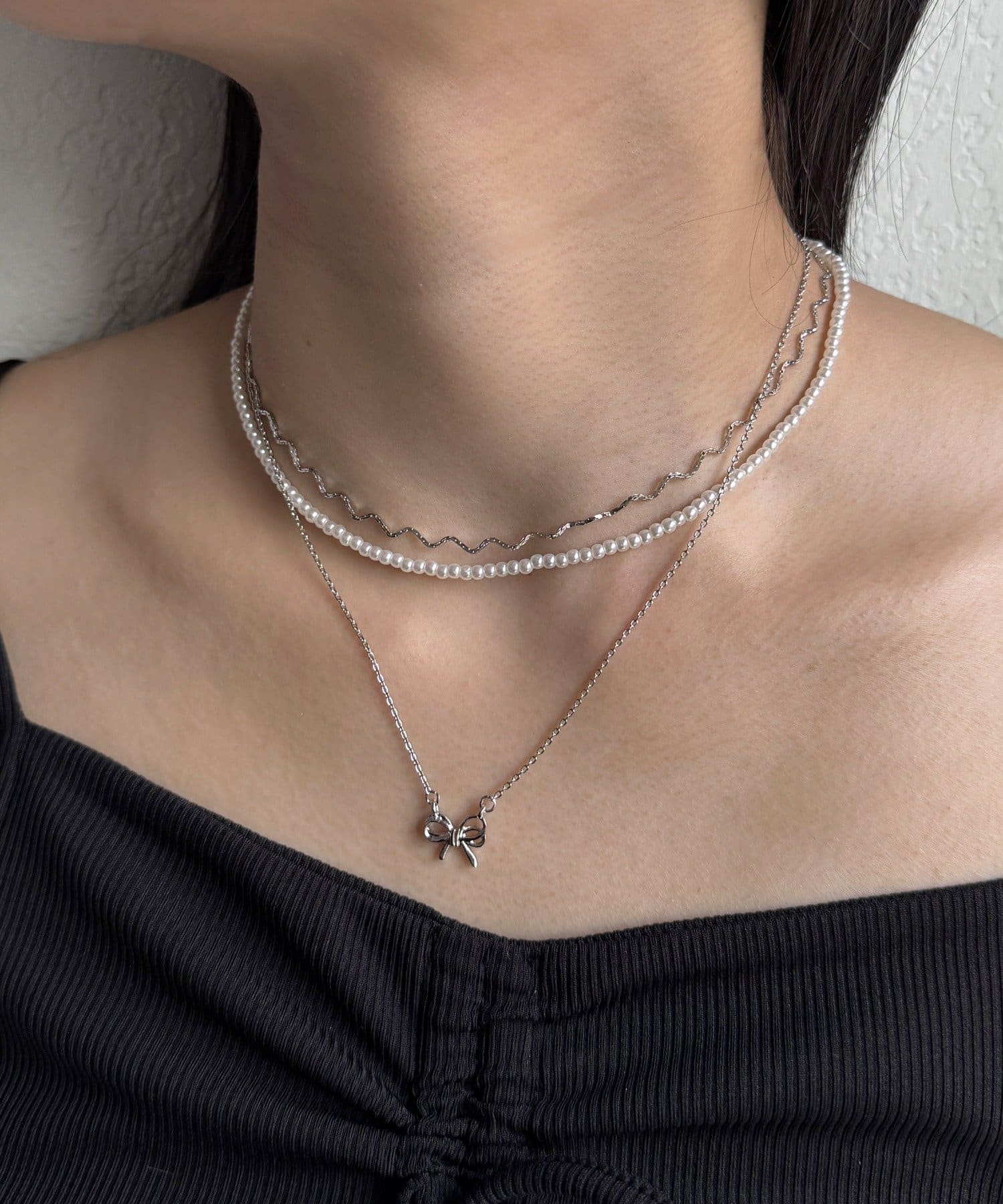 Lattice(ラティス) パールリボンネックレスセット(3P)