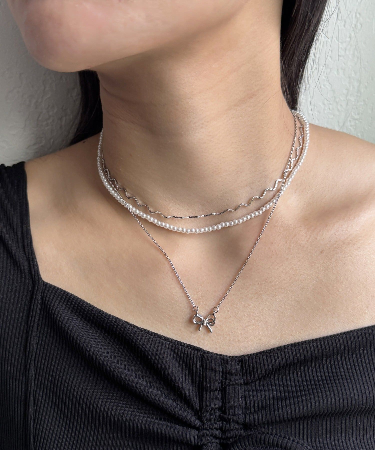 Lattice(ラティス) パールリボンネックレスセット(3P)