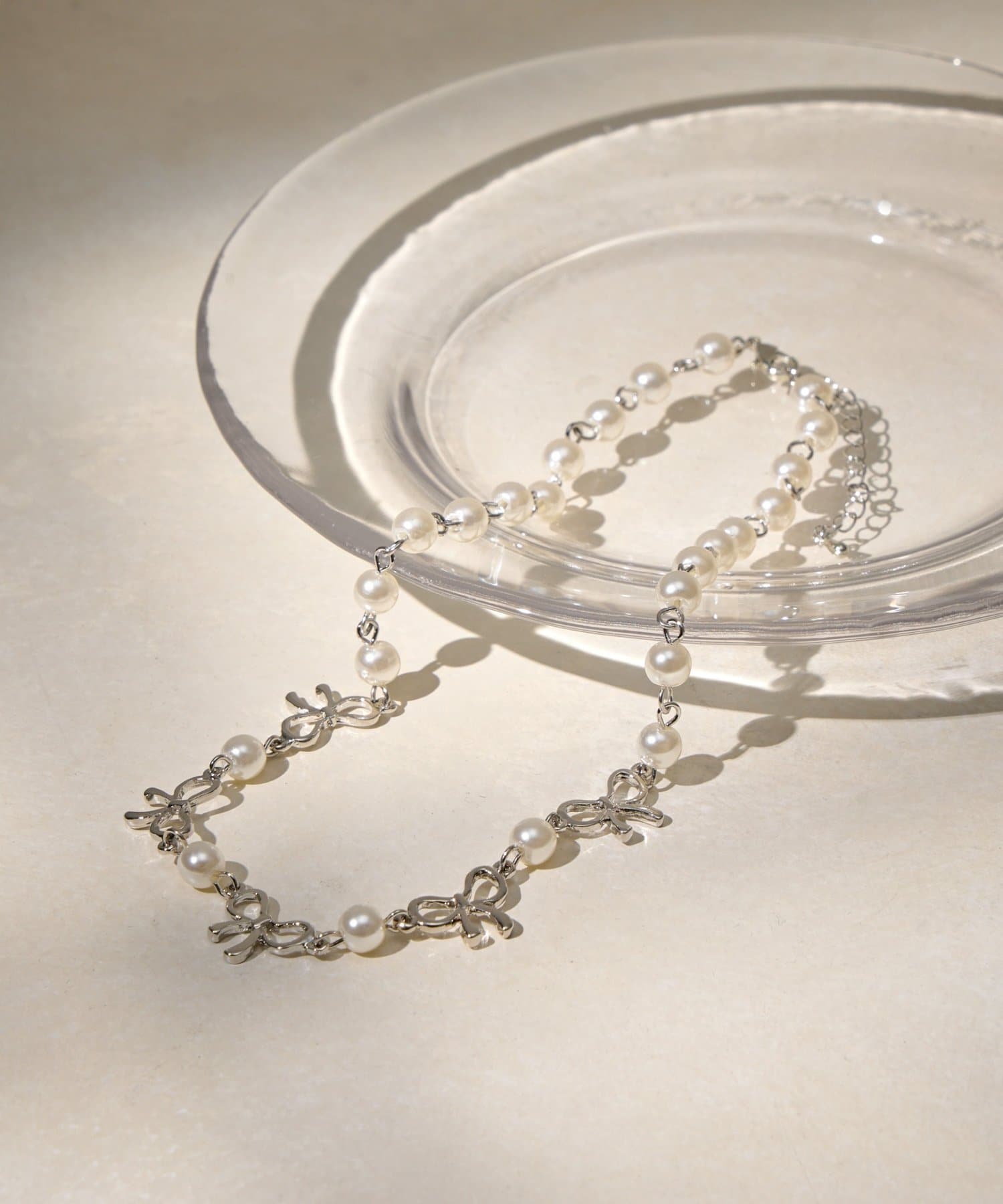 Lattice(ラティス) パールリボンネックレス