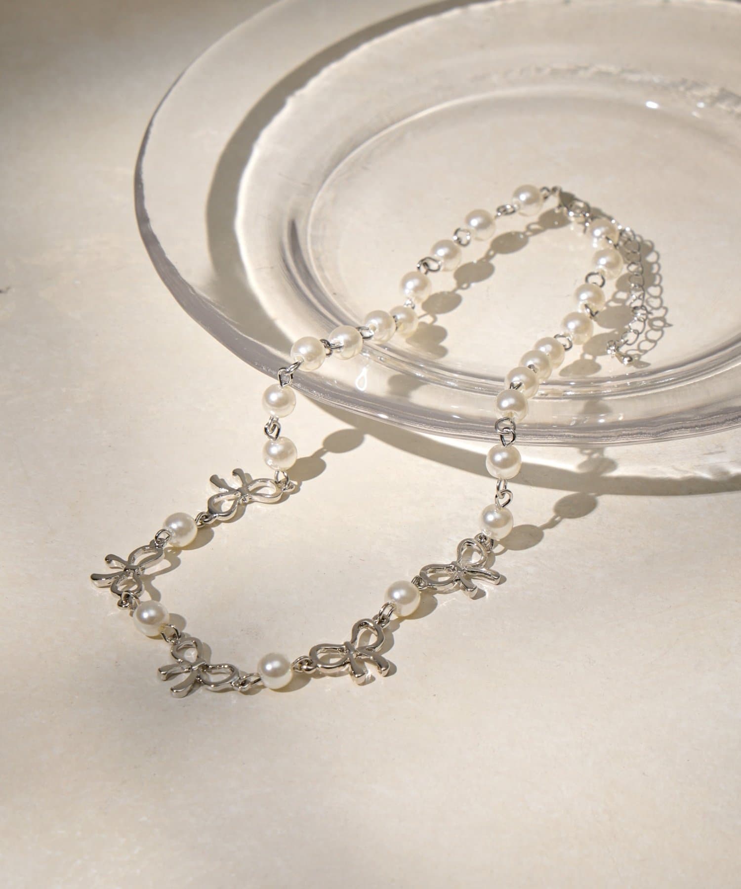 Lattice(ラティス) パールリボンネックレス