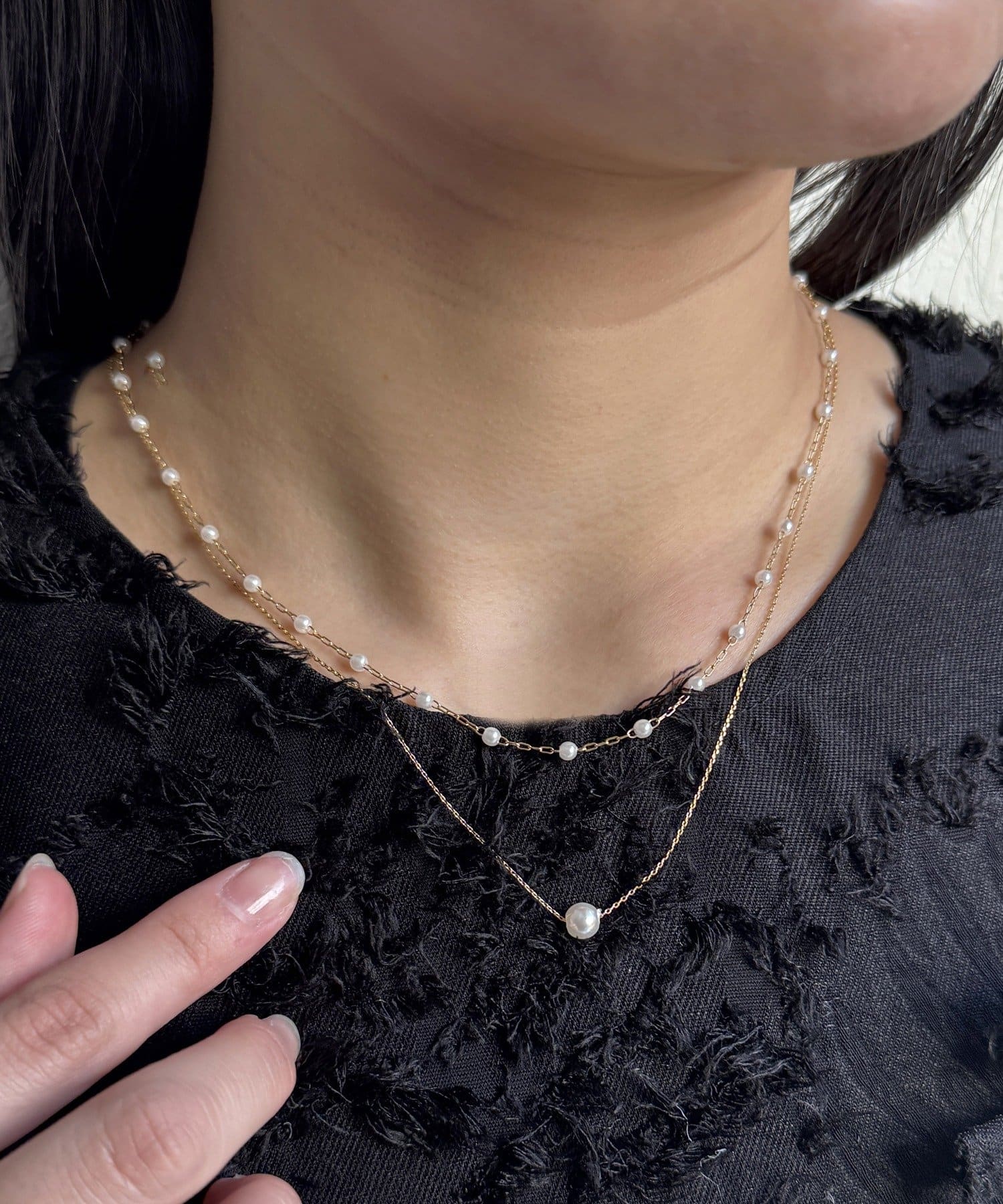 Lattice(ラティス) 華奢パールネックレスセット(2P)