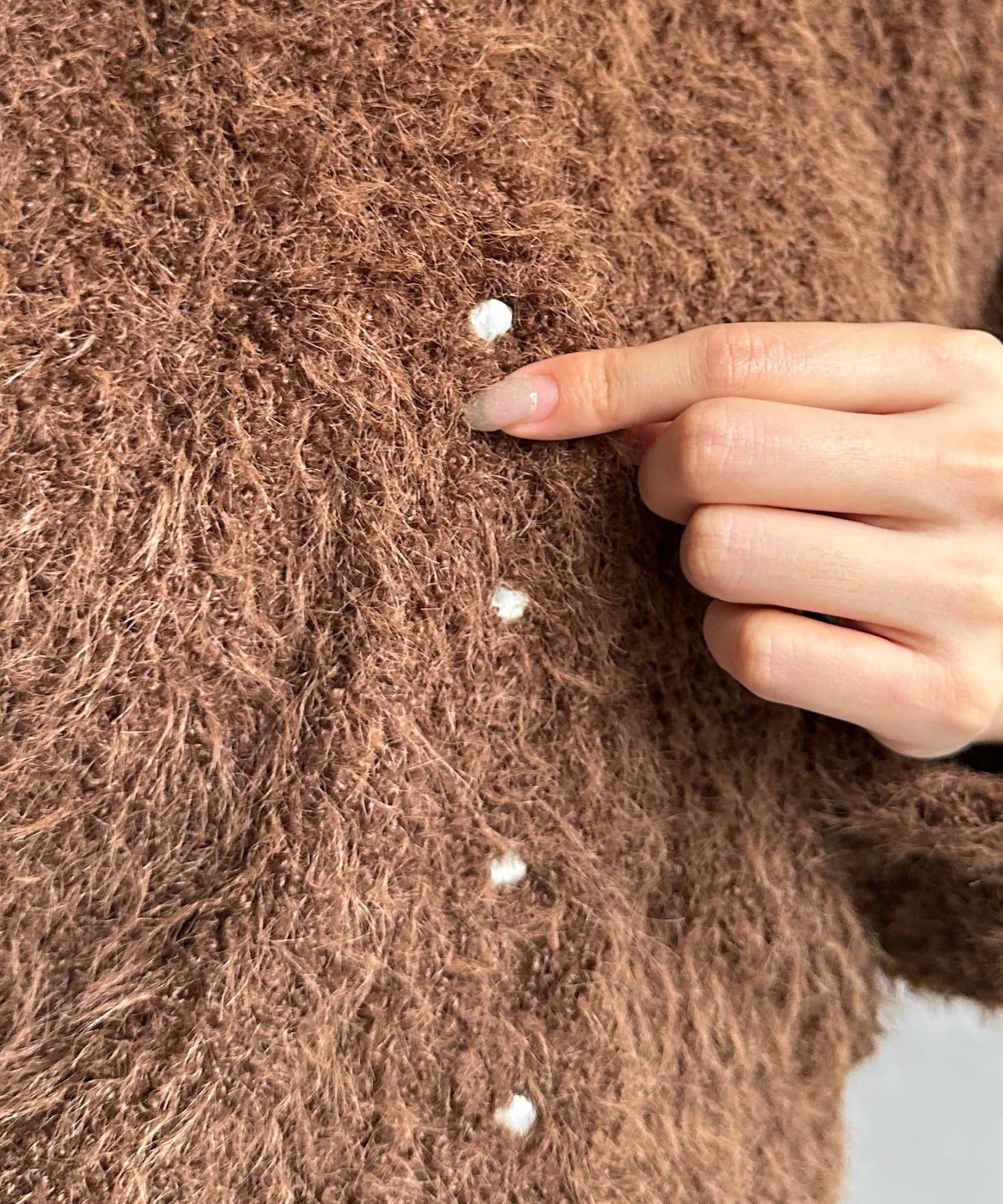 Thevon.(ゼヴォン) キーネックカットシャギーカーディガン