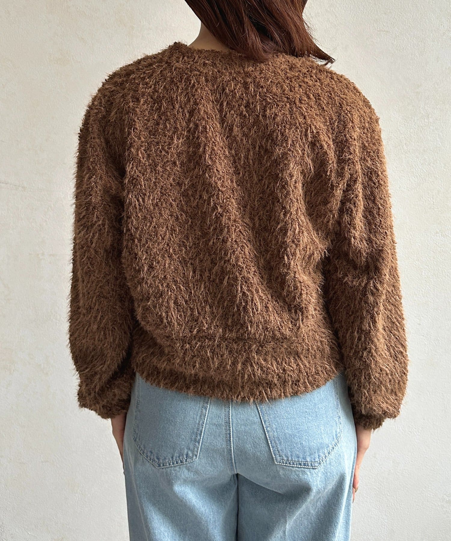 Thevon.(ゼヴォン) キーネックカットシャギーカーディガン