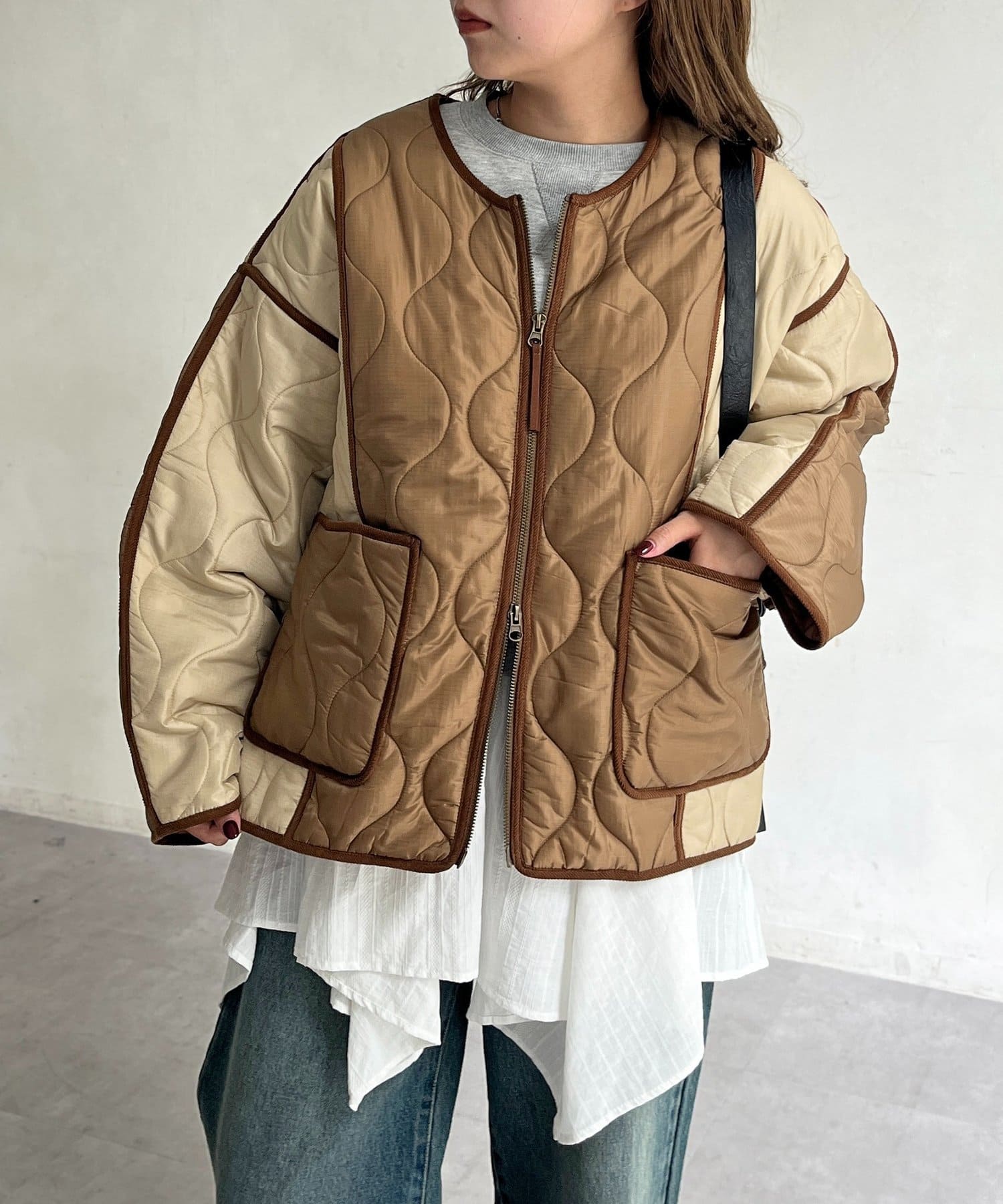 CPCM(シーピーシーエム) 切替キルティングジャケット