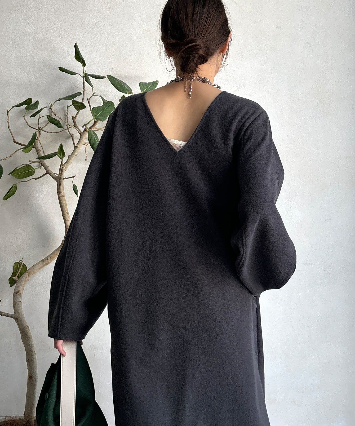 DOUDOU(ドゥドゥ) 【前後2WAY】裏起毛袖ボリュームワンピース