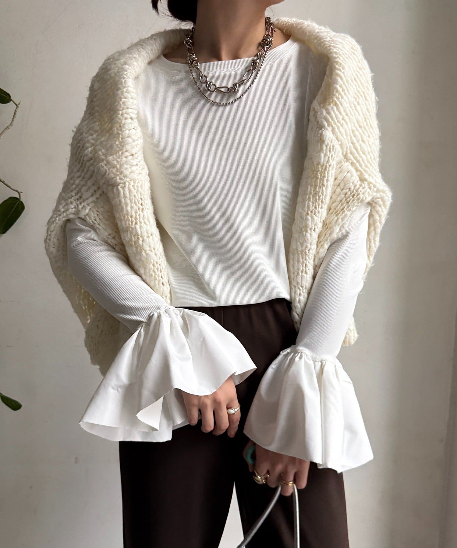 DOUDOU(ドゥドゥ) バルーンカフリブトップス