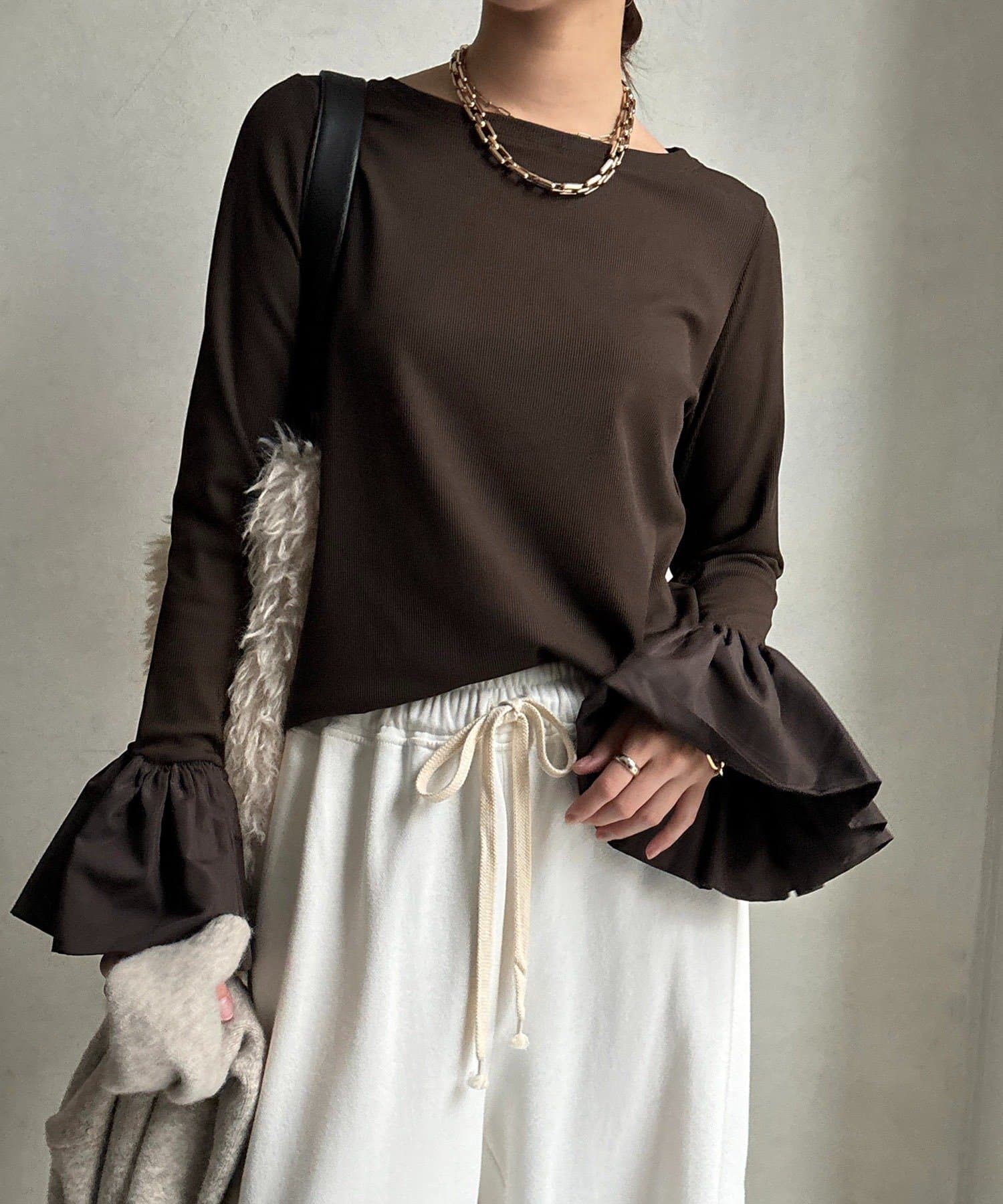 DOUDOU(ドゥドゥ) バルーンカフリブトップス