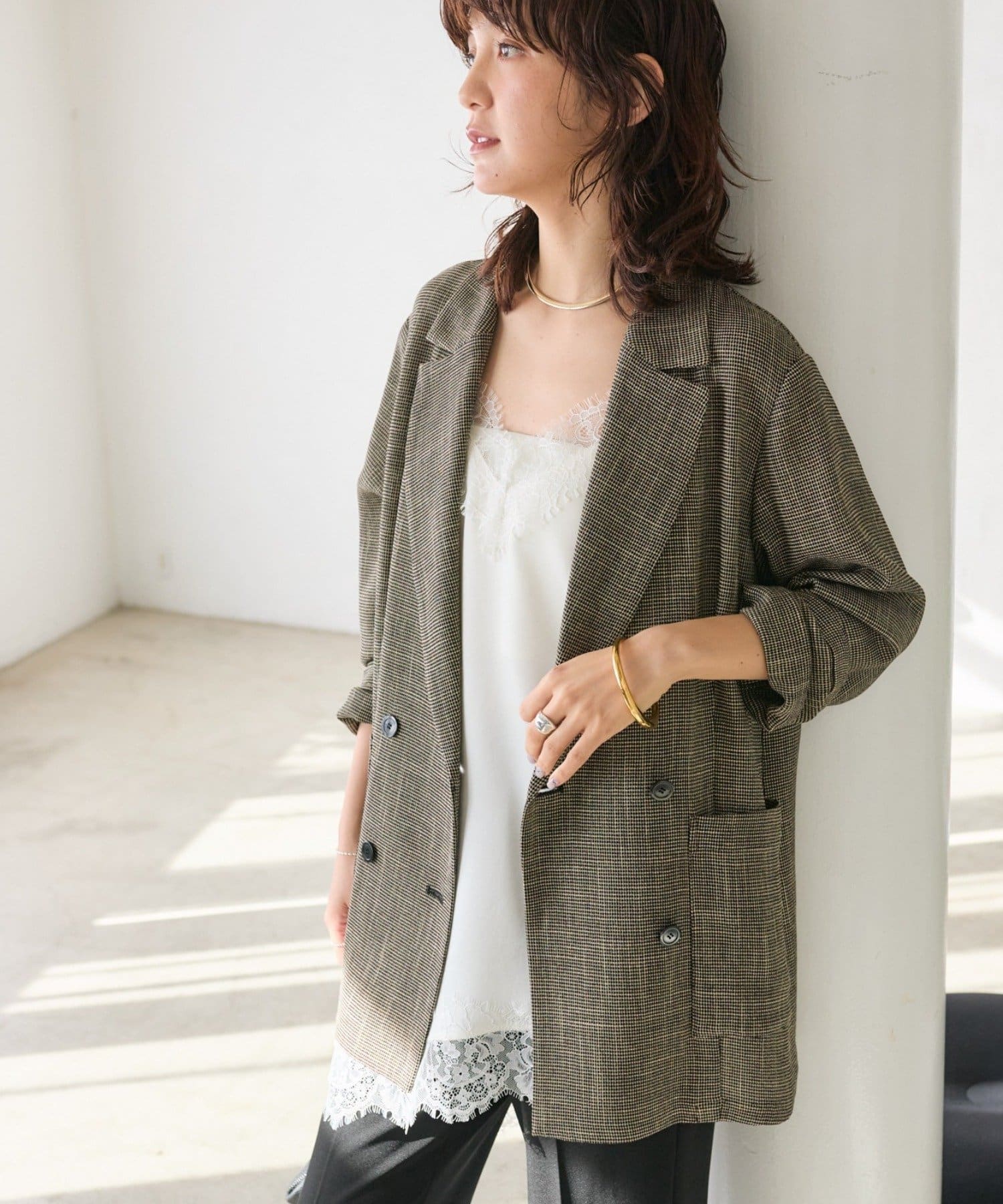 RIVE DROITE(リヴドロワ) 予約【洗練されたムードに】カラミチェックオーバージャケット