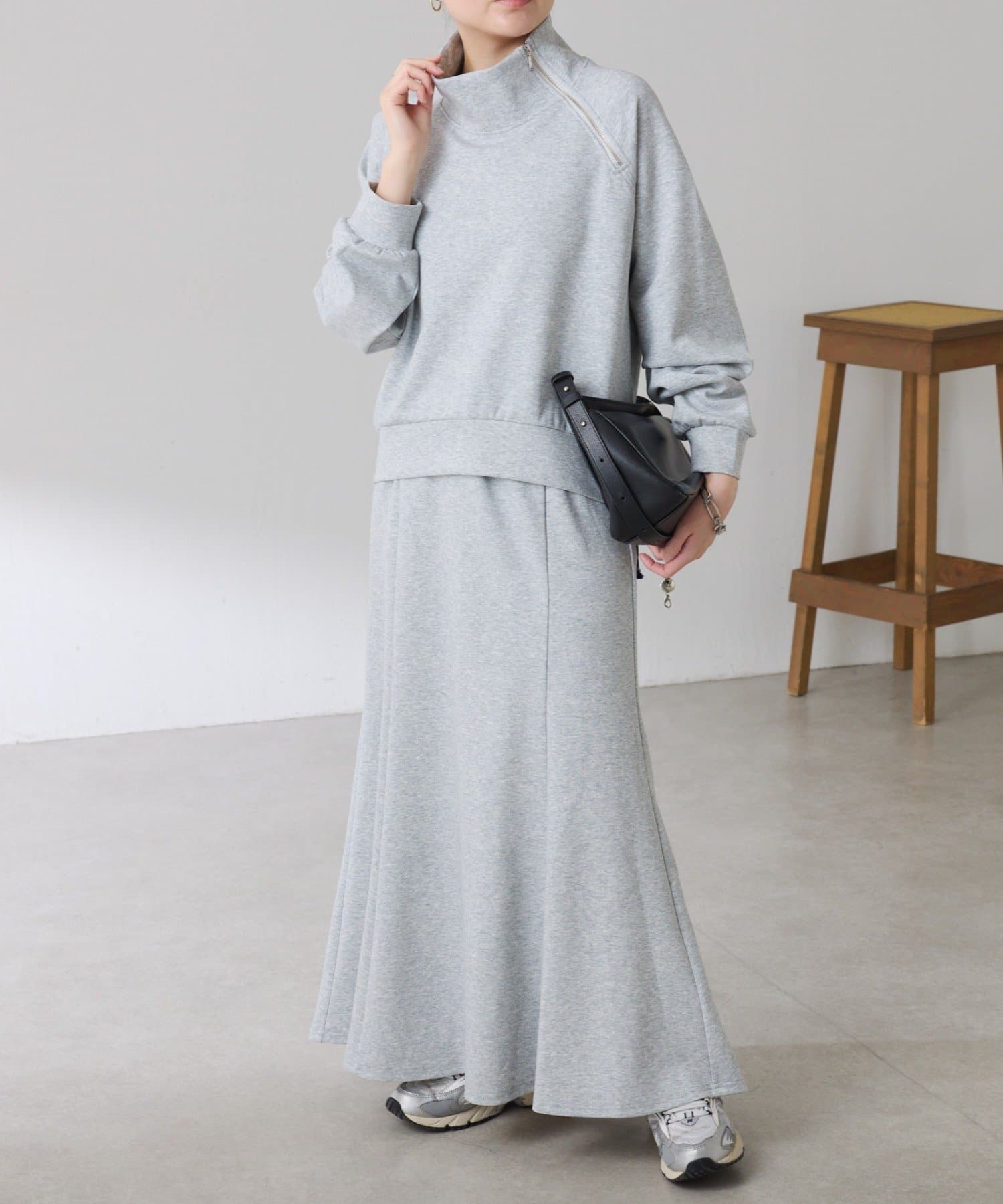 COLLAGE GALLARDAGALANTE(コラージュ ガリャルダガランテ) 【楽チン/着回し自在◎】アシメハーフジップセットアップ