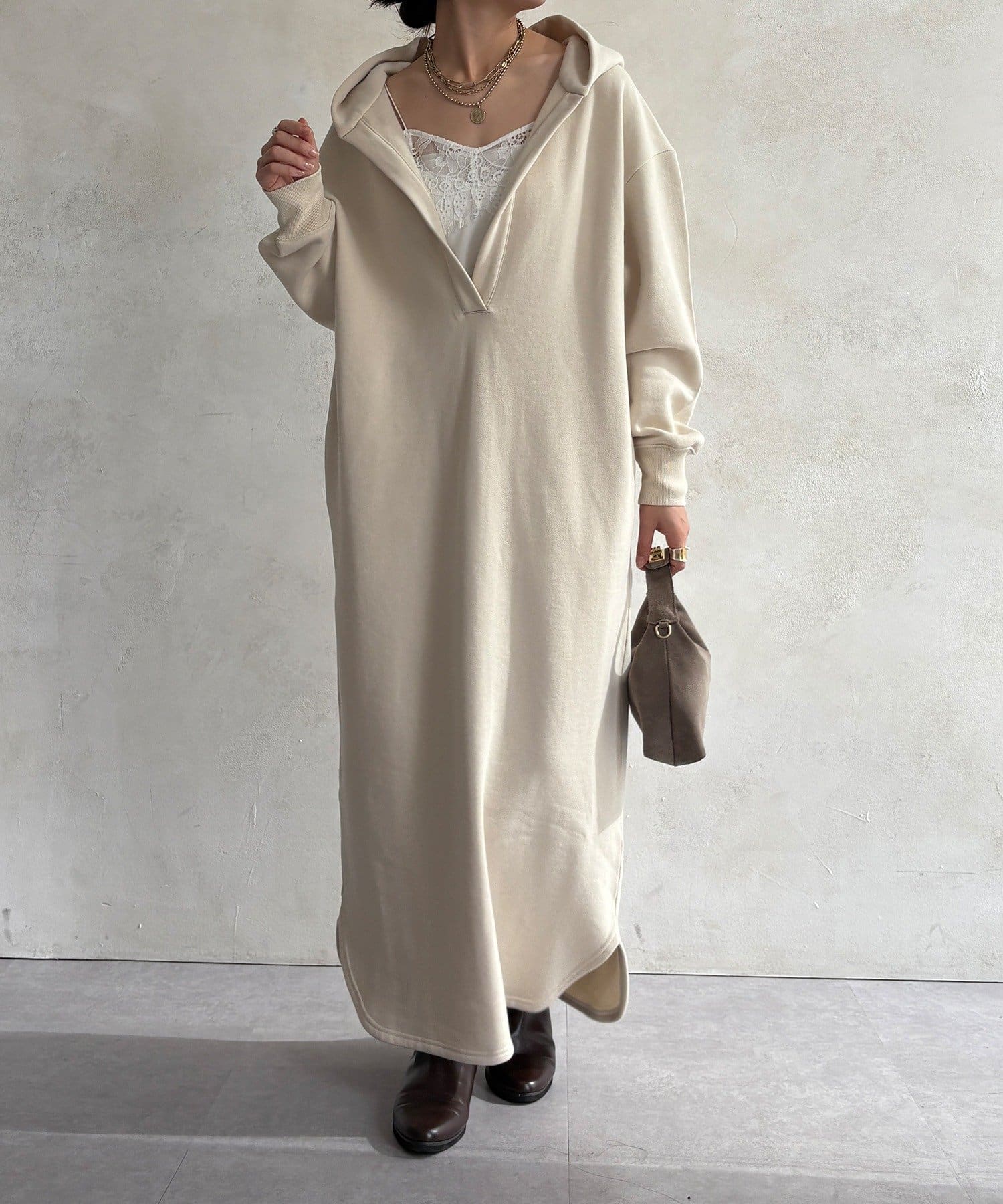 DOUDOU(ドゥドゥ) 【WEB限定】フーディーワンピース