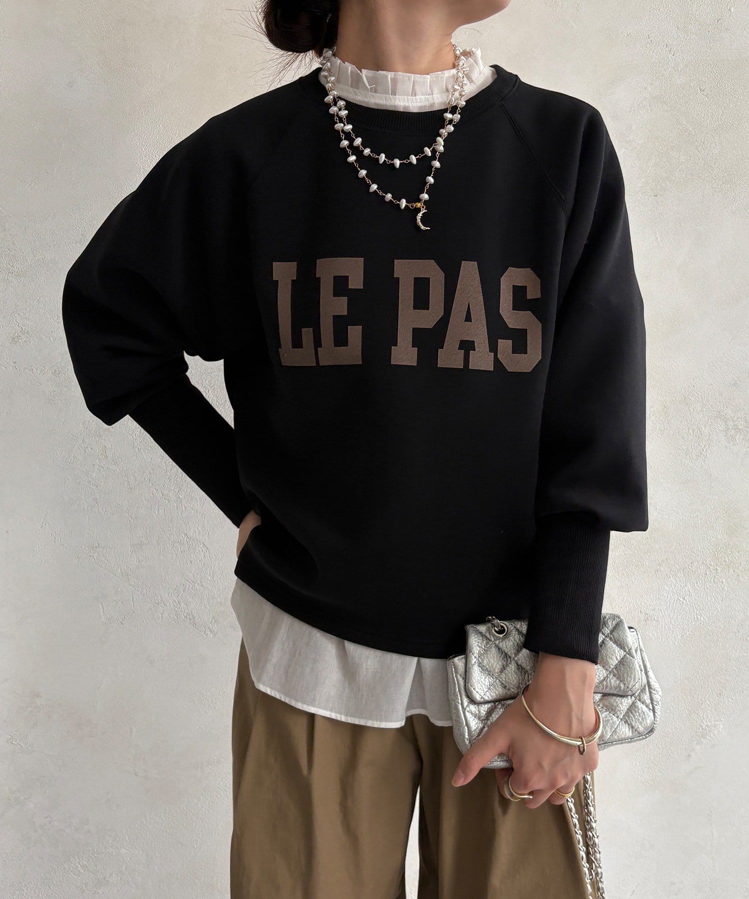 DOUDOU(ドゥドゥ) 【WEB限定】袖リブダンボールロゴトップス