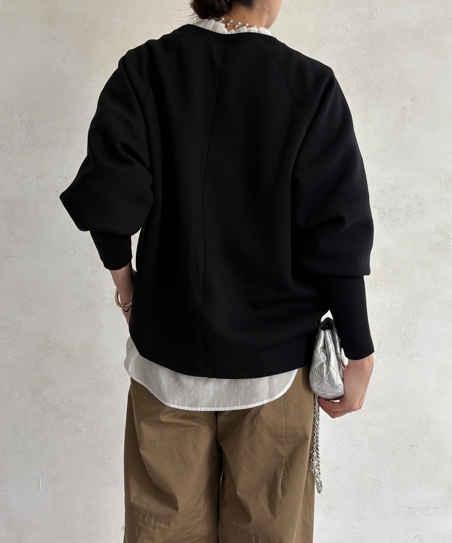 DOUDOU(ドゥドゥ) 【WEB限定】袖リブダンボールロゴトップス