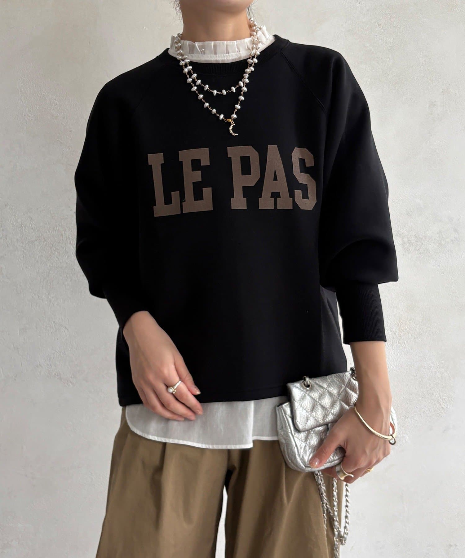 DOUDOU(ドゥドゥ) 【WEB限定】袖リブダンボールロゴトップス