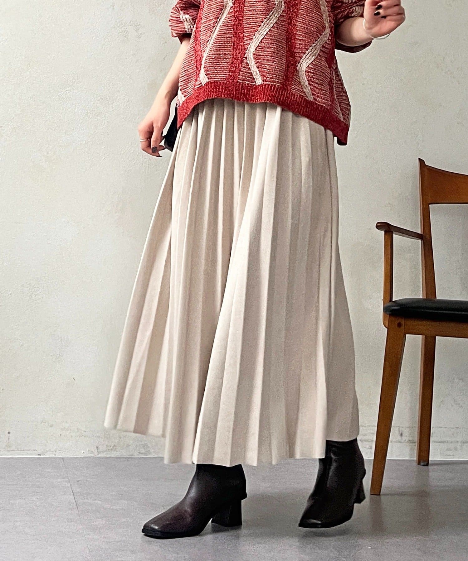 Croisiere(クロジエール) スエードプリーツスカート