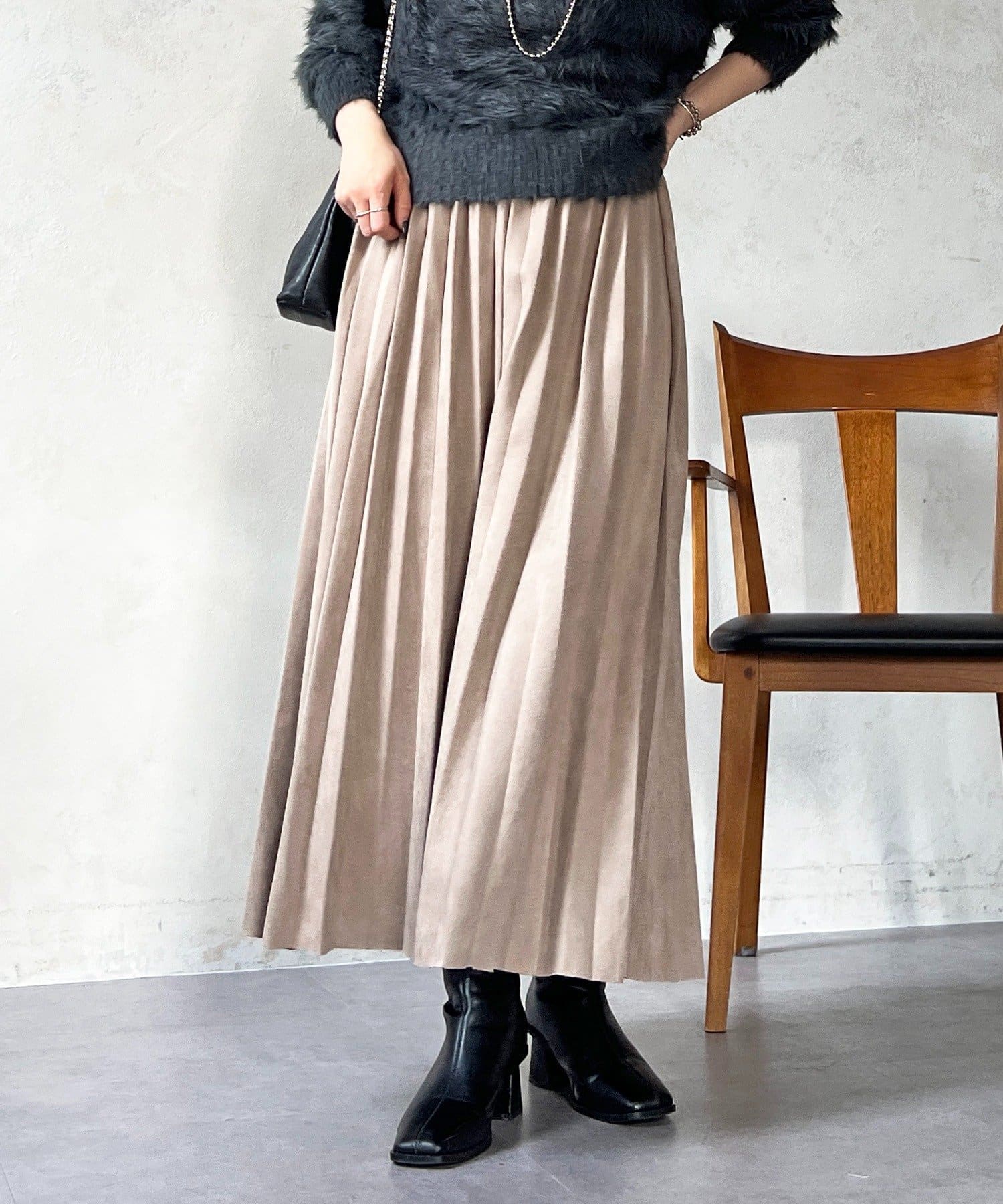 Croisiere(クロジエール) スエードプリーツスカート