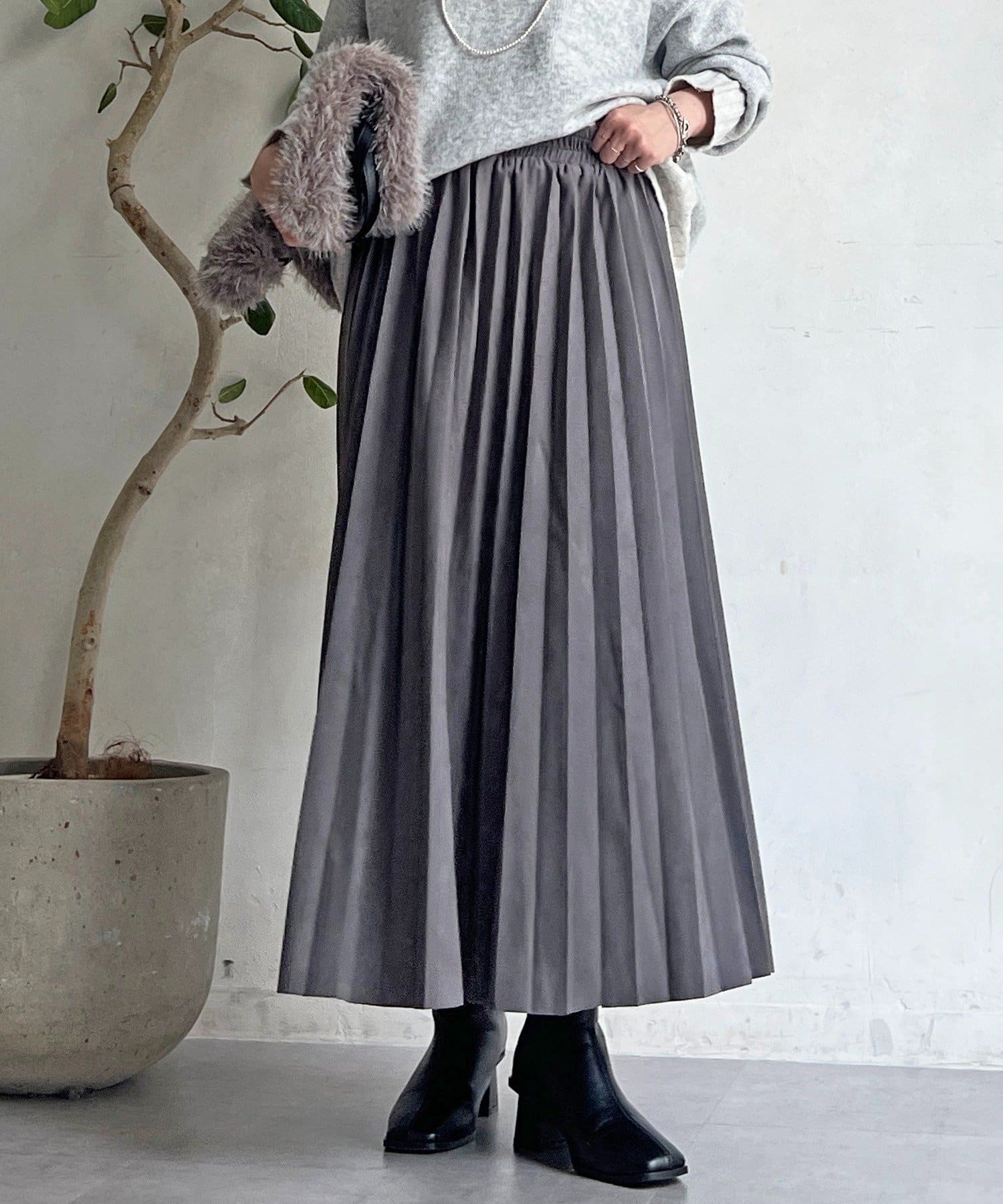 Croisiere(クロジエール) スエードプリーツスカート