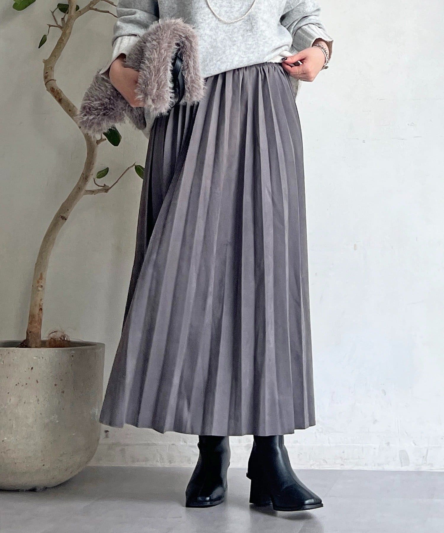 Croisiere(クロジエール) スエードプリーツスカート