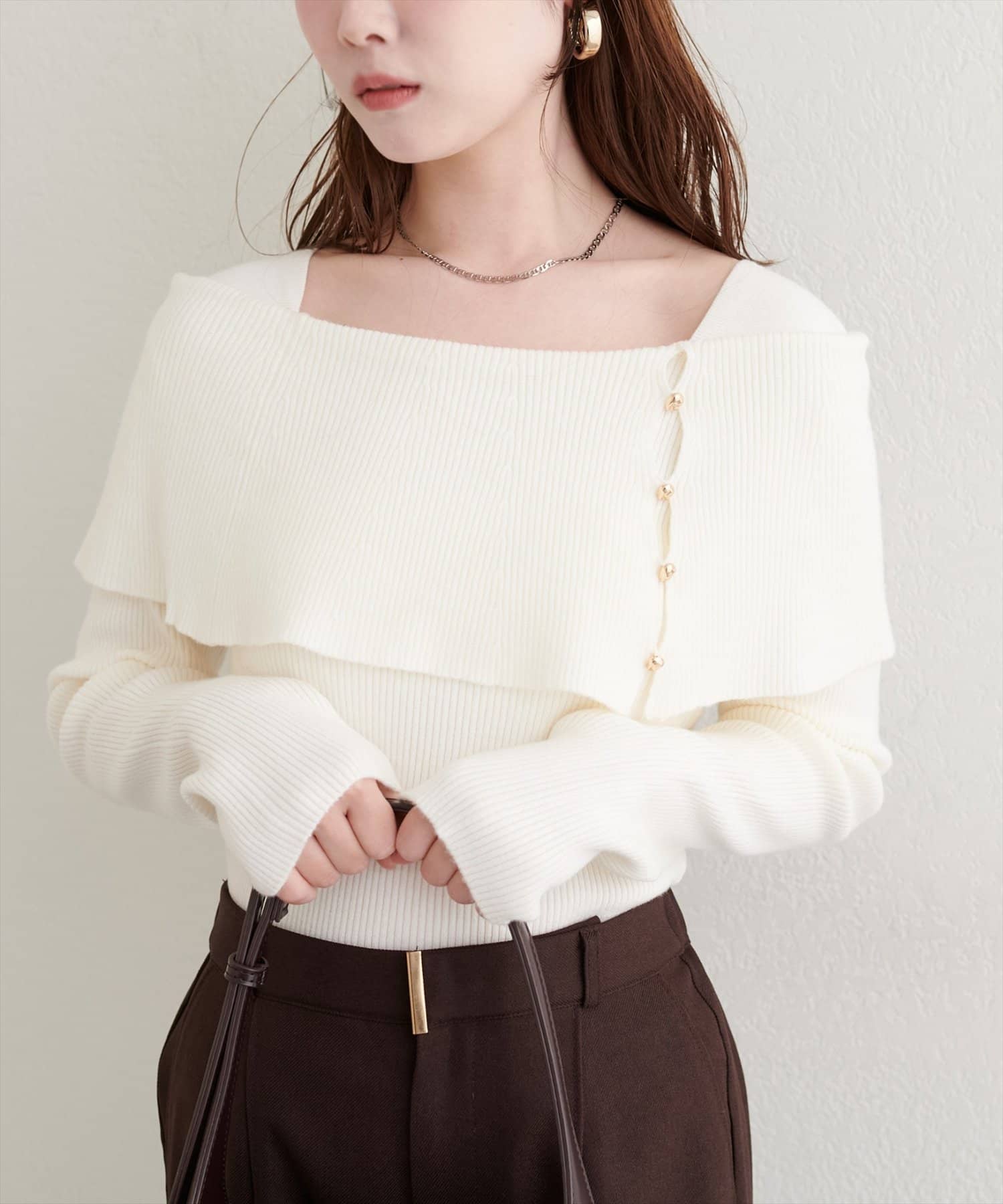 natural couture(ナチュラルクチュール) オフショルデザインニット