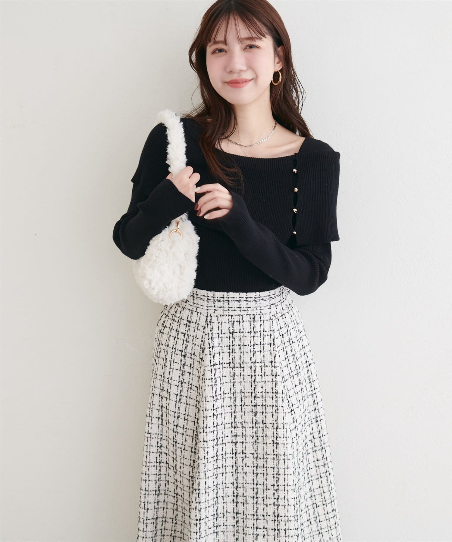 natural couture(ナチュラルクチュール) オフショルデザインニット