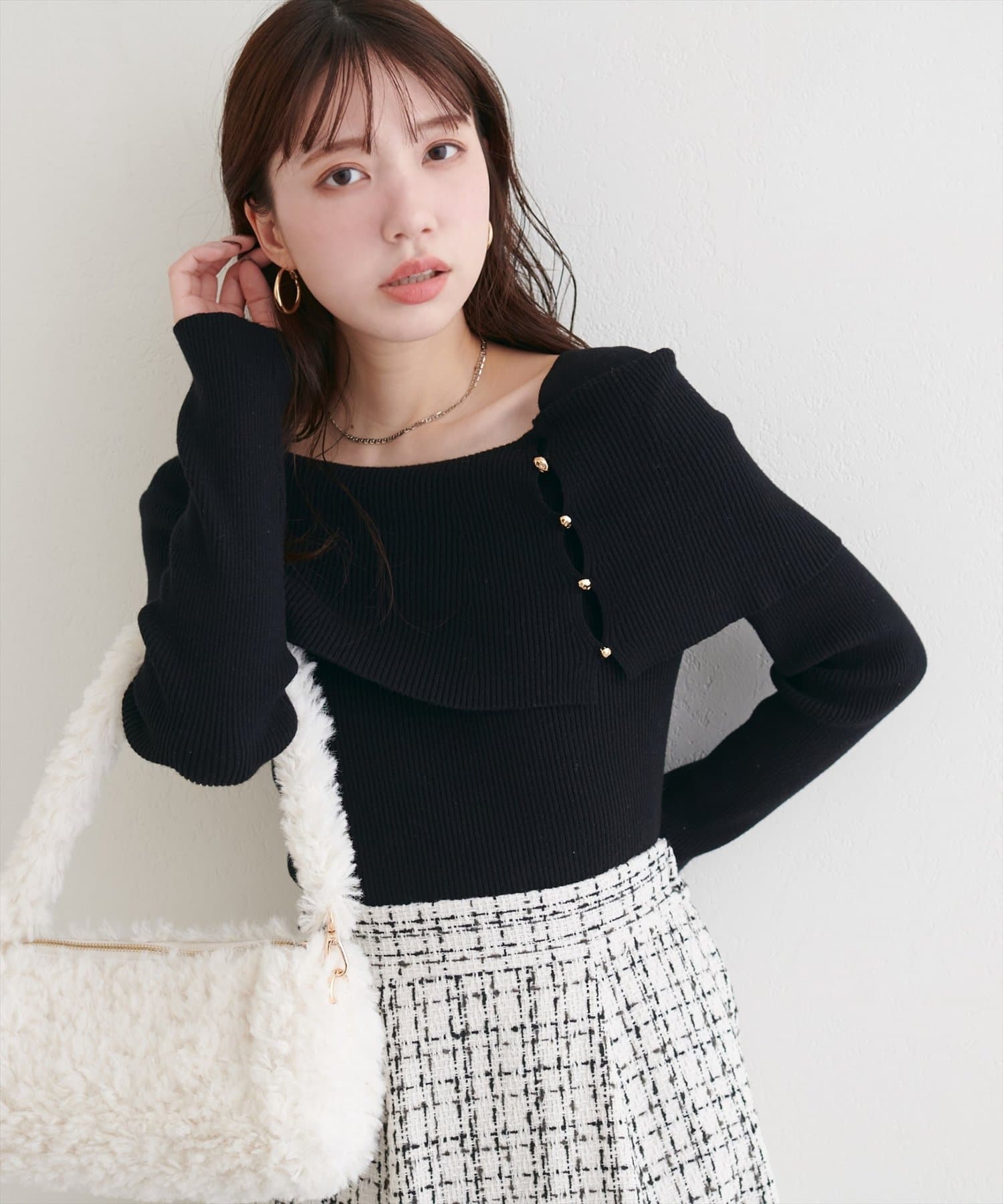 natural couture(ナチュラルクチュール) オフショルデザインニット