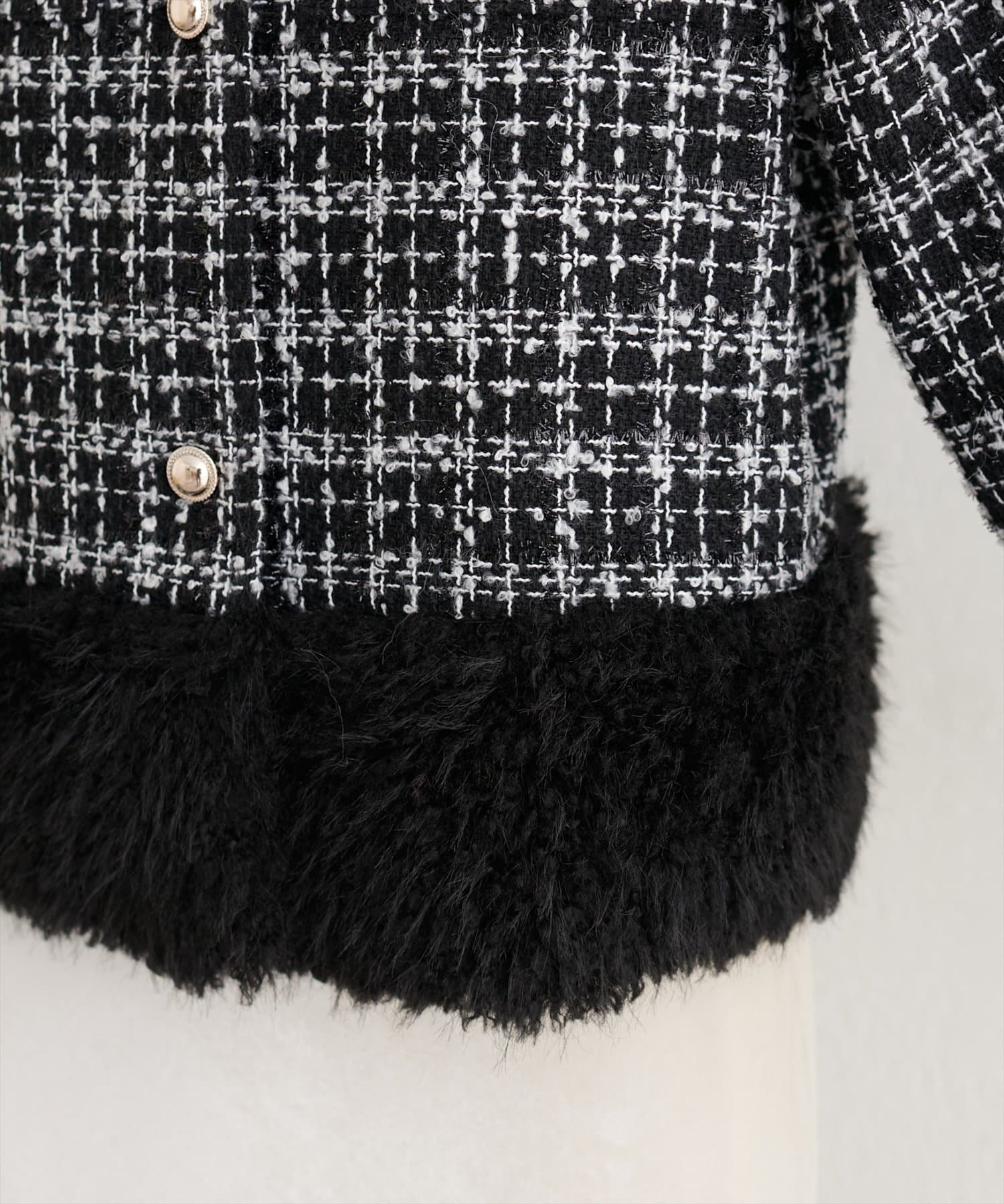 natural couture(ナチュラルクチュール) 【WEB限定】シャギーファーツイードジャケット