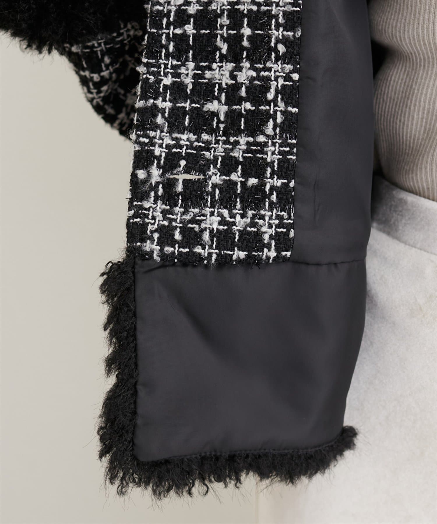 natural couture(ナチュラルクチュール) 【WEB限定】シャギーファーツイードジャケット