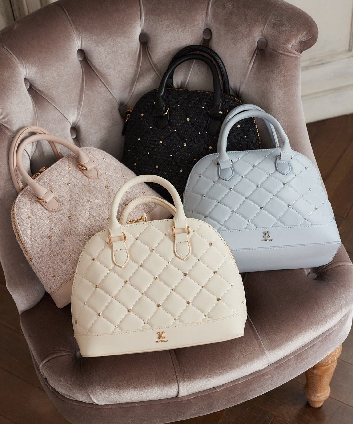 one after another NICE CLAUP(ワンアフターアナザー ナイスクラップ) 【HolidayCollection】ビジュースタッズハンドバッグ