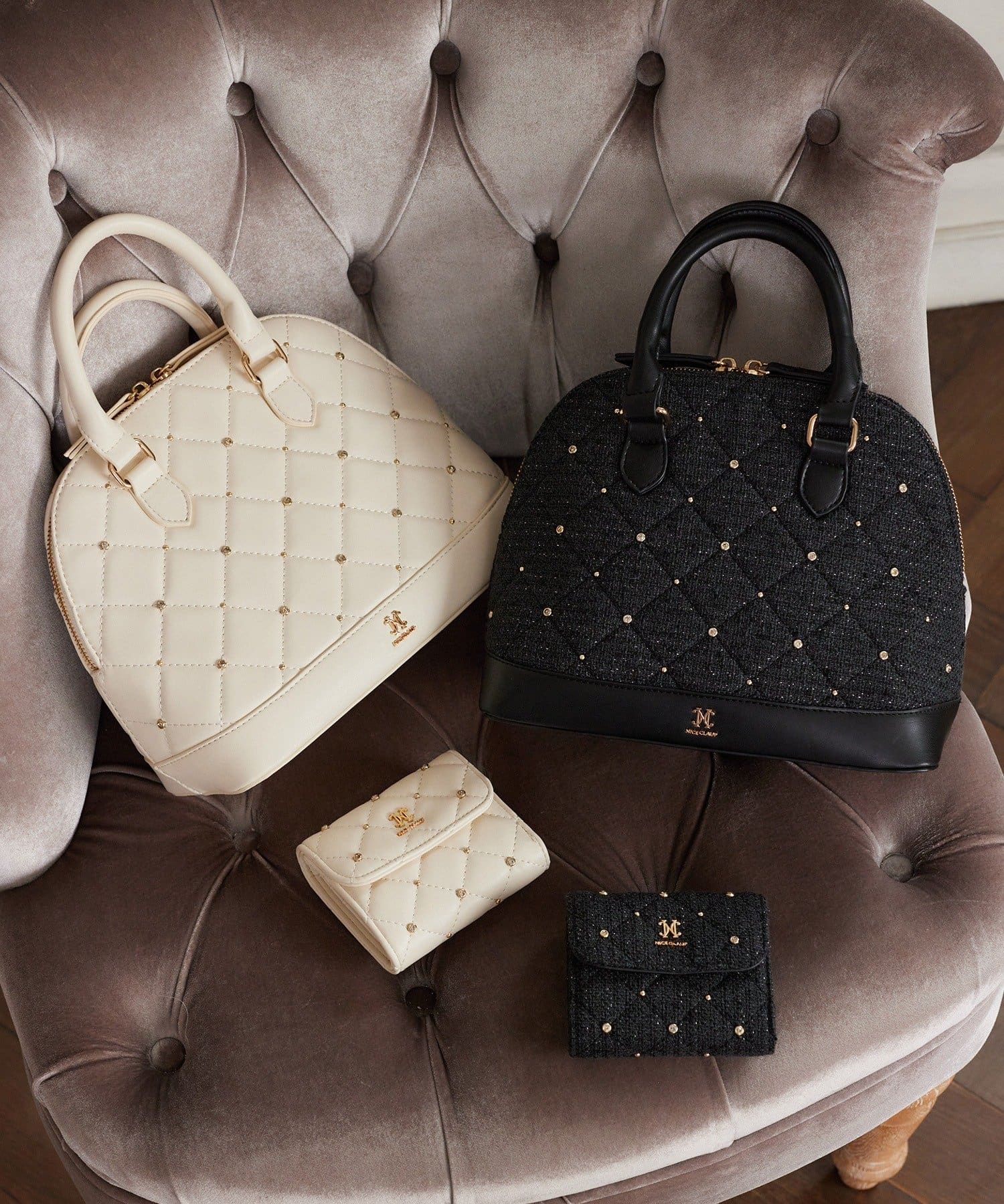 one after another NICE CLAUP(ワンアフターアナザー ナイスクラップ) 【HolidayCollection】ビジュースタッズハンドバッグ