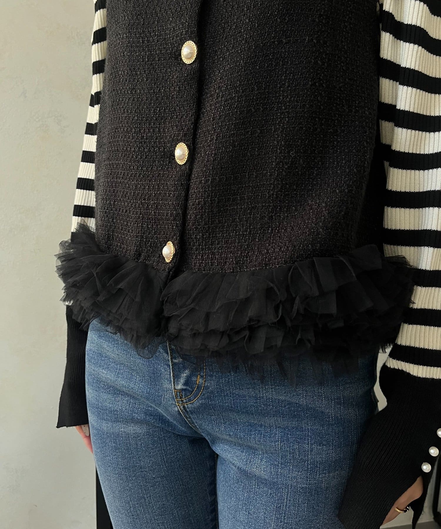 prose verse(プロズヴェール) 裾ボリュームチュールツイードジレ