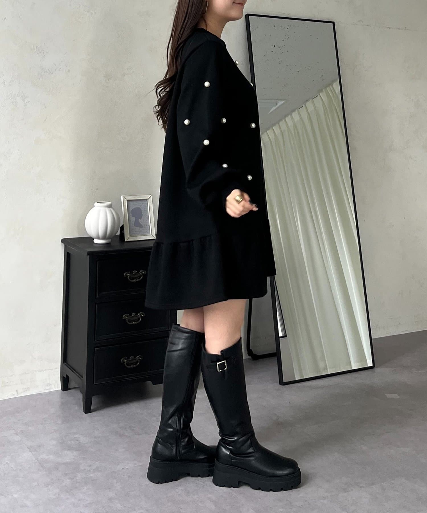 prose verse(プロズヴェール) ミドル丈裾フリルパールスウェット