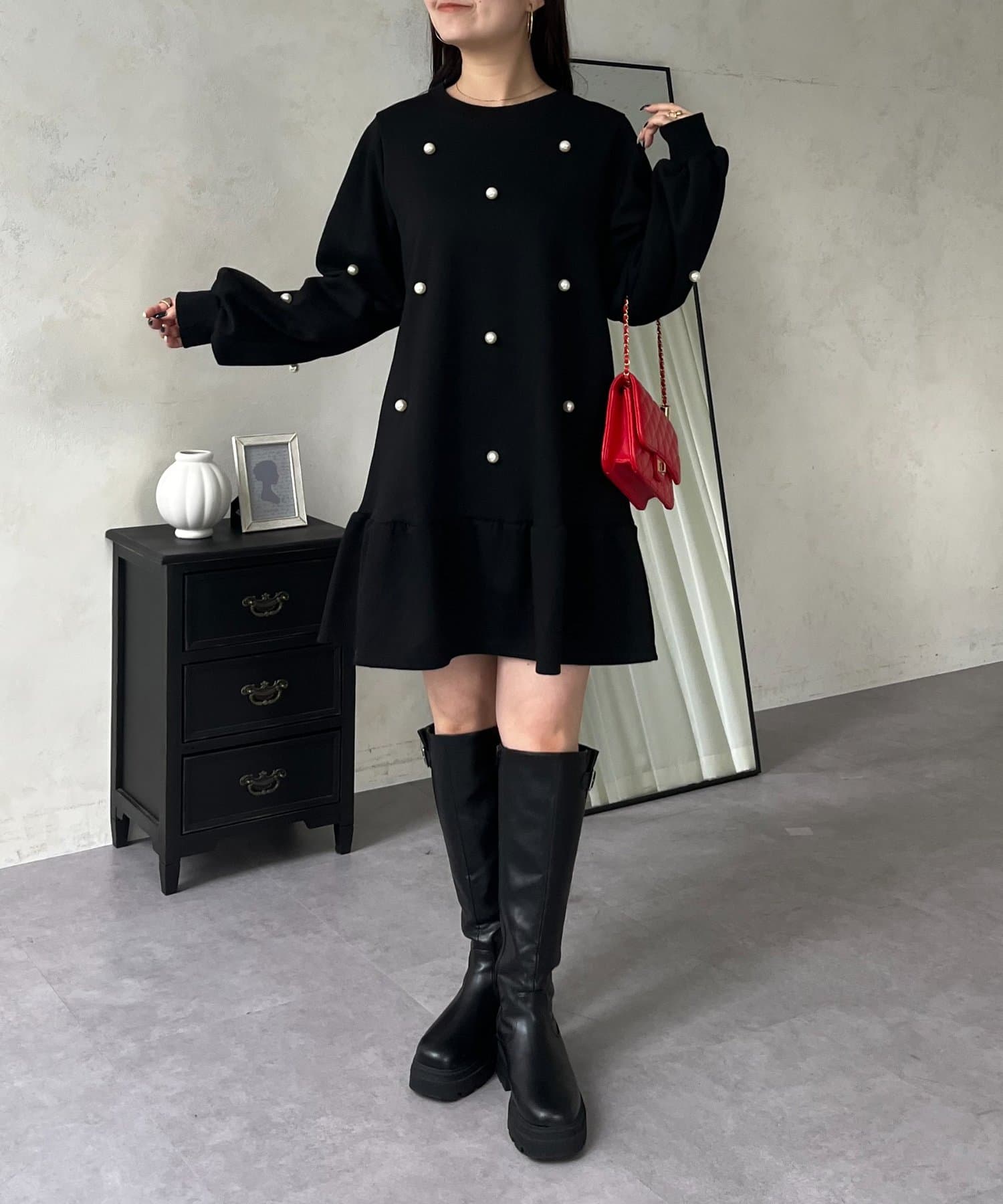 prose verse(プロズヴェール) ミドル丈裾フリルパールスウェット