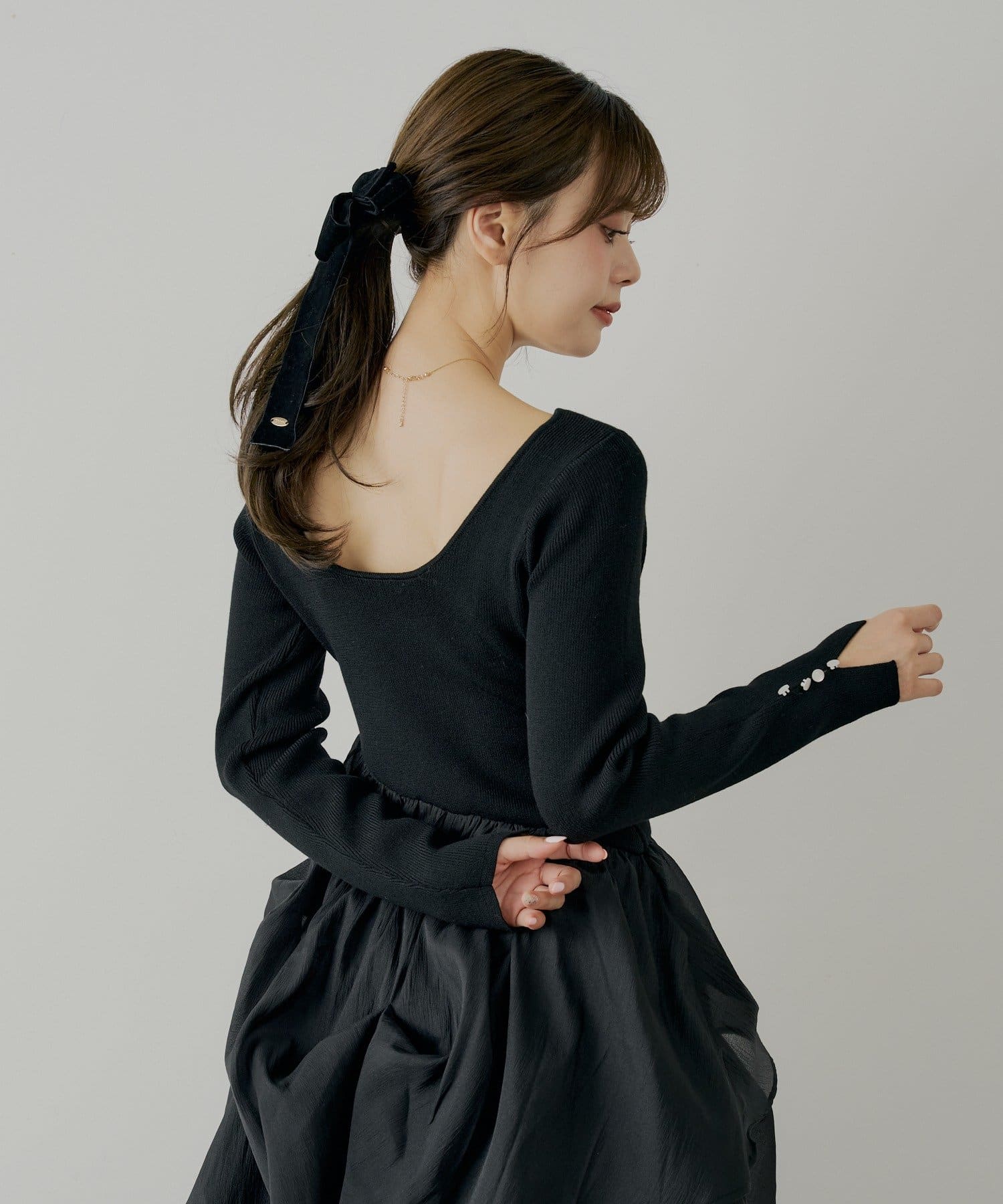 Chico(チコ) 【WEB限定/SALON by Chico】タックチュールドッキングロングワンピース